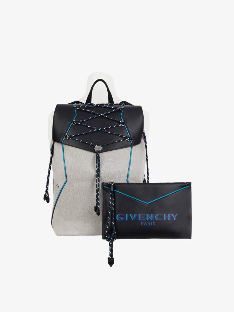 Bond large backpack in leather and canvas 5