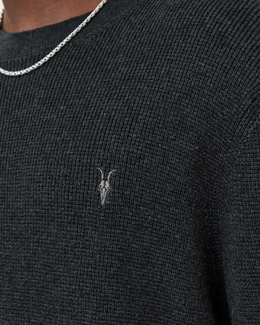 ASPEN WAFFLE TEXTURE CREW NECK RAMSKULL SWEATER - 1