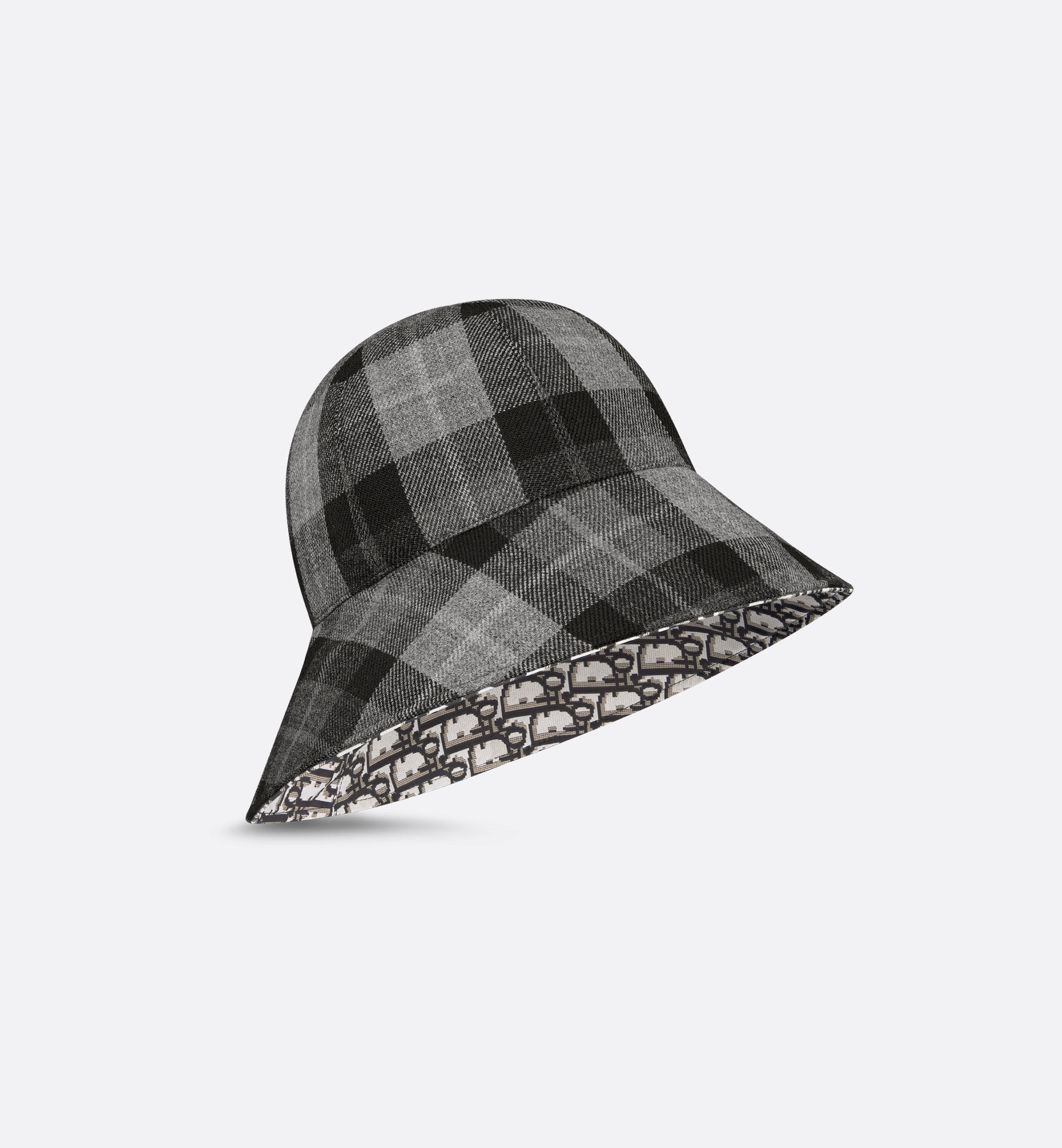D-Tulipe Check'n'Dior Large-Brim Reversible Cloche - 4