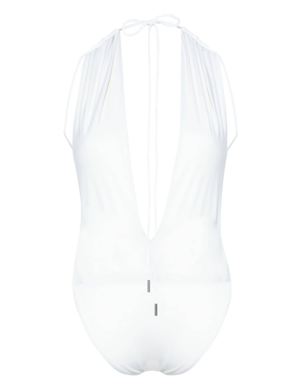 V-neck backless one-piece - 2