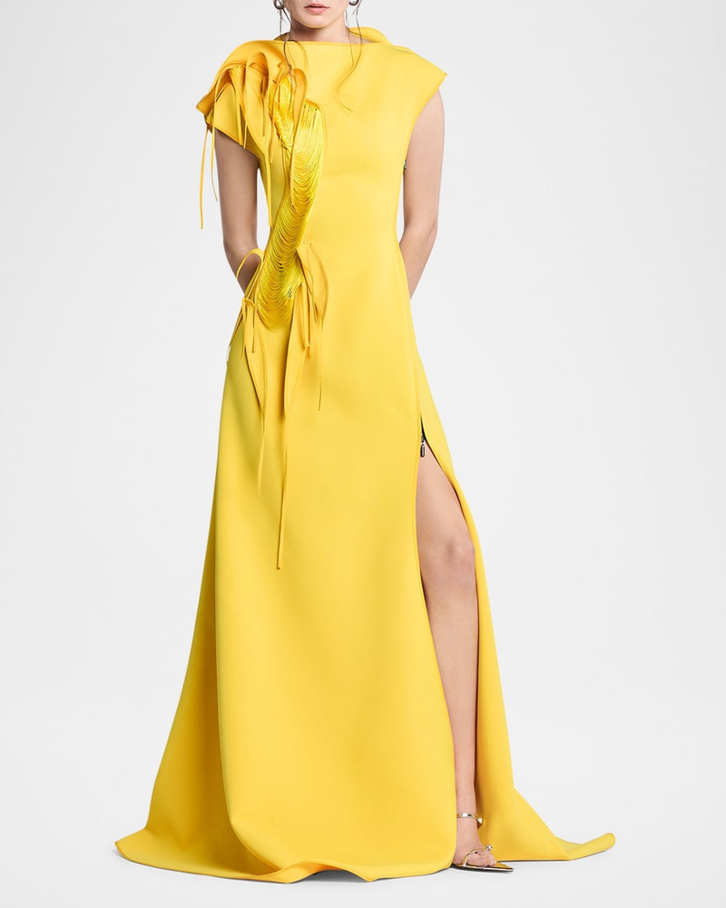 MATICEVSKI Alena Fringe Applique Slit Gown outlook