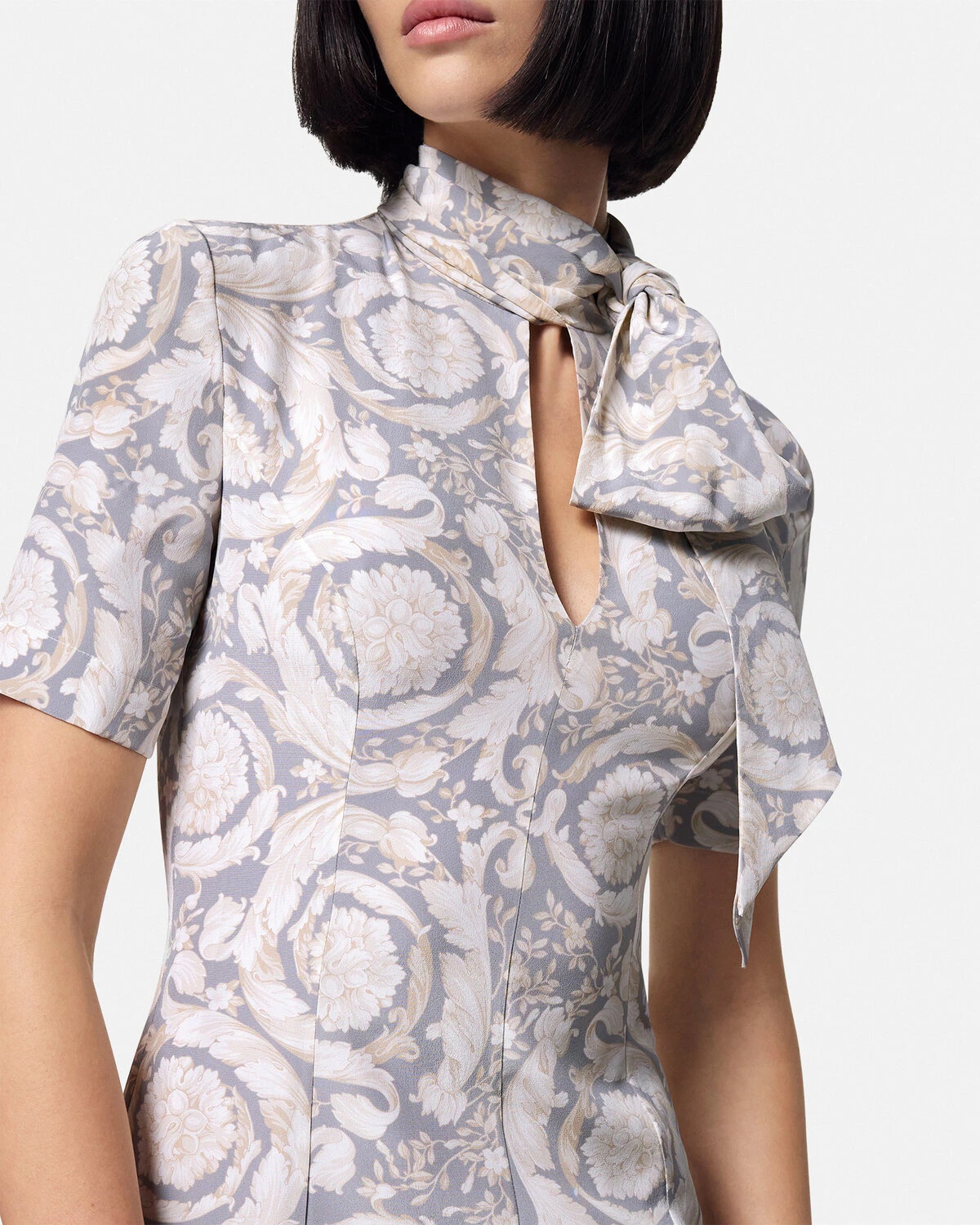 Barocco Lavallière Silk Crêpe Midi Dress - 3