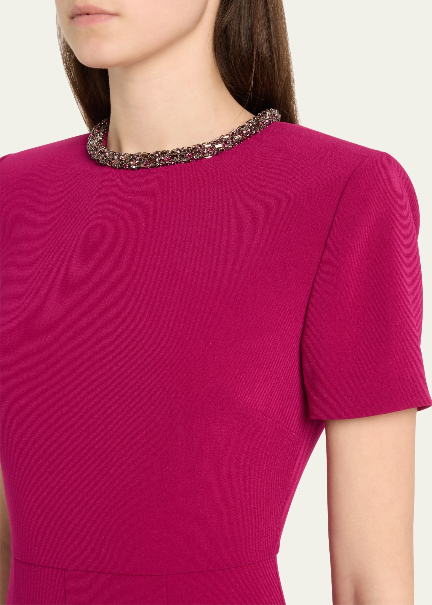 Diamante Neck Light Cady Midi Dress - 5