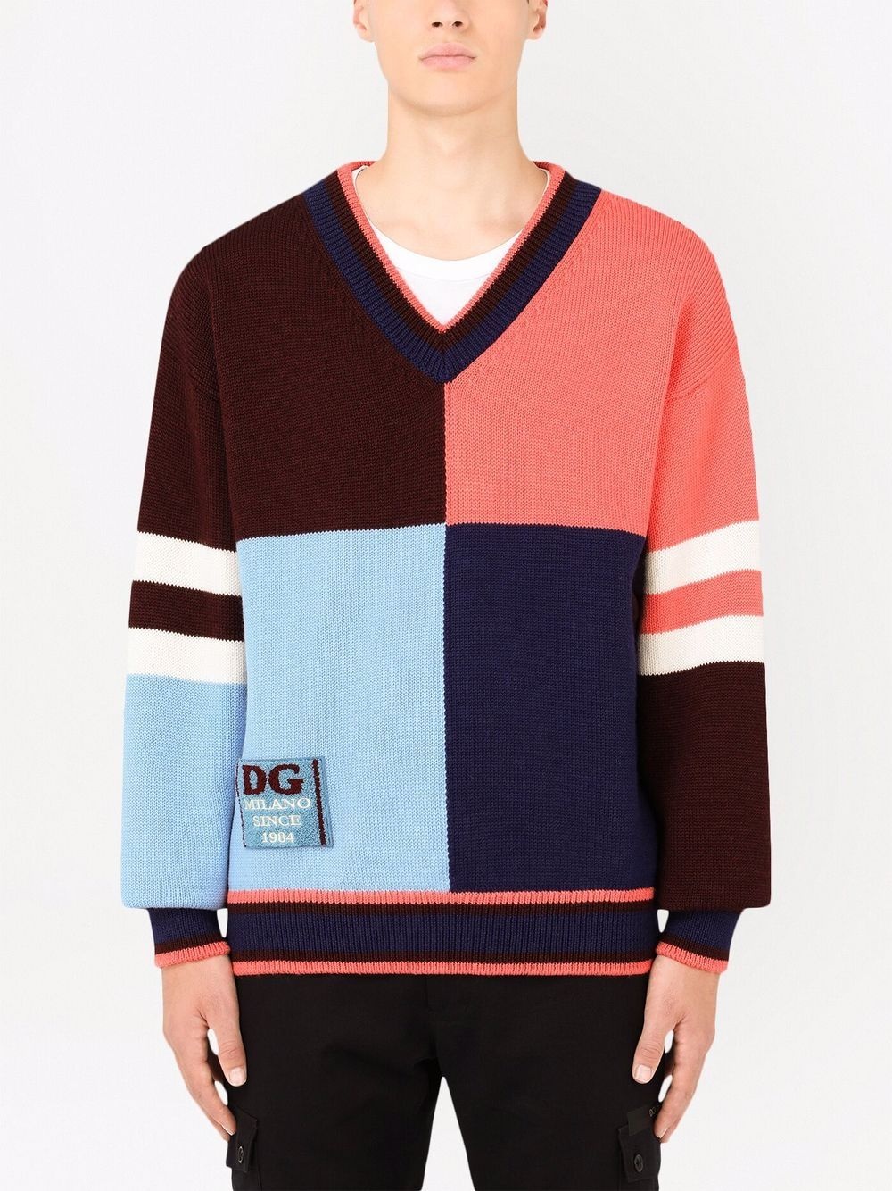 colour-block intarsia wool jumper - 3