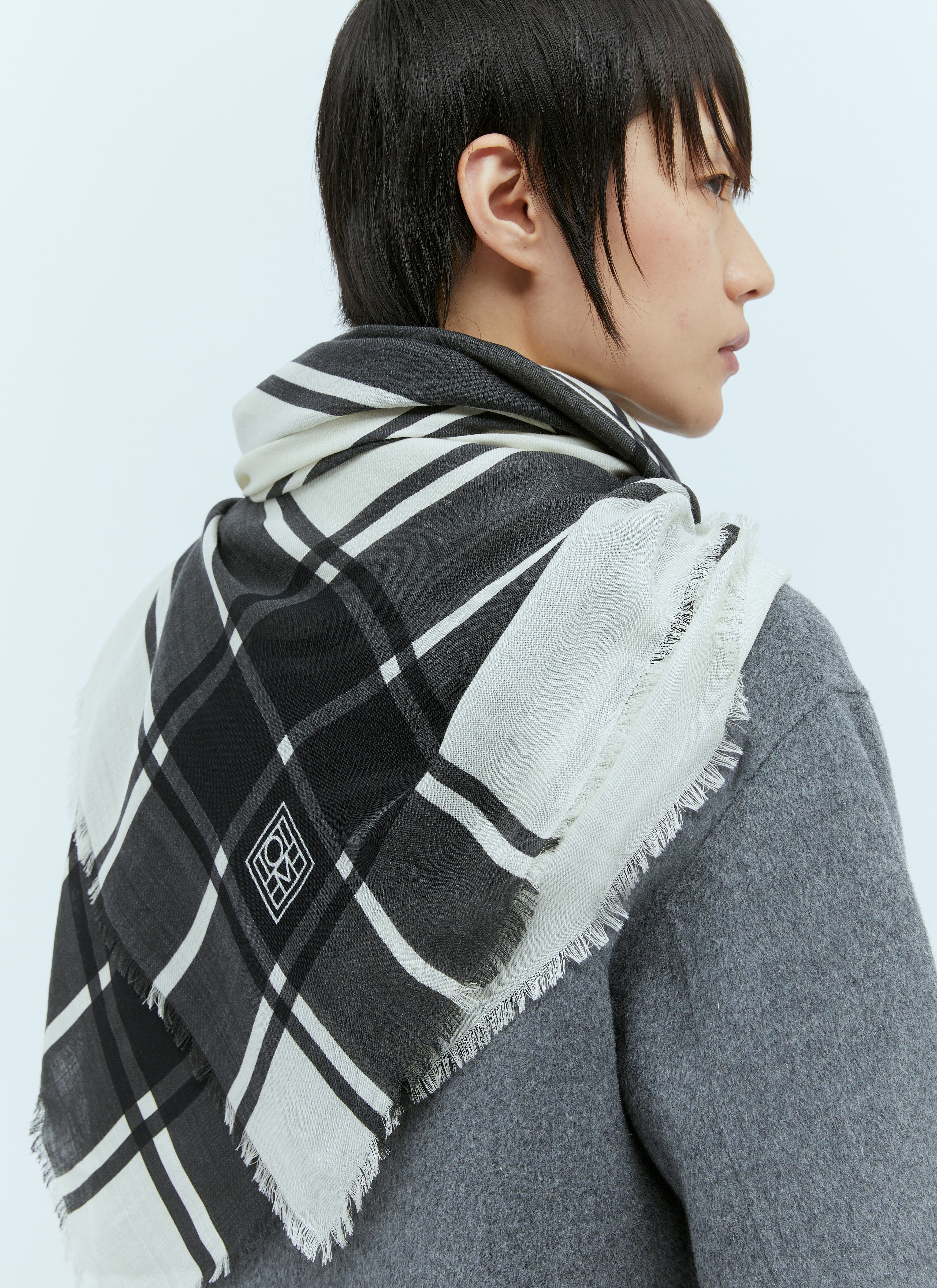 Wool And Silk Check Scarf - 1