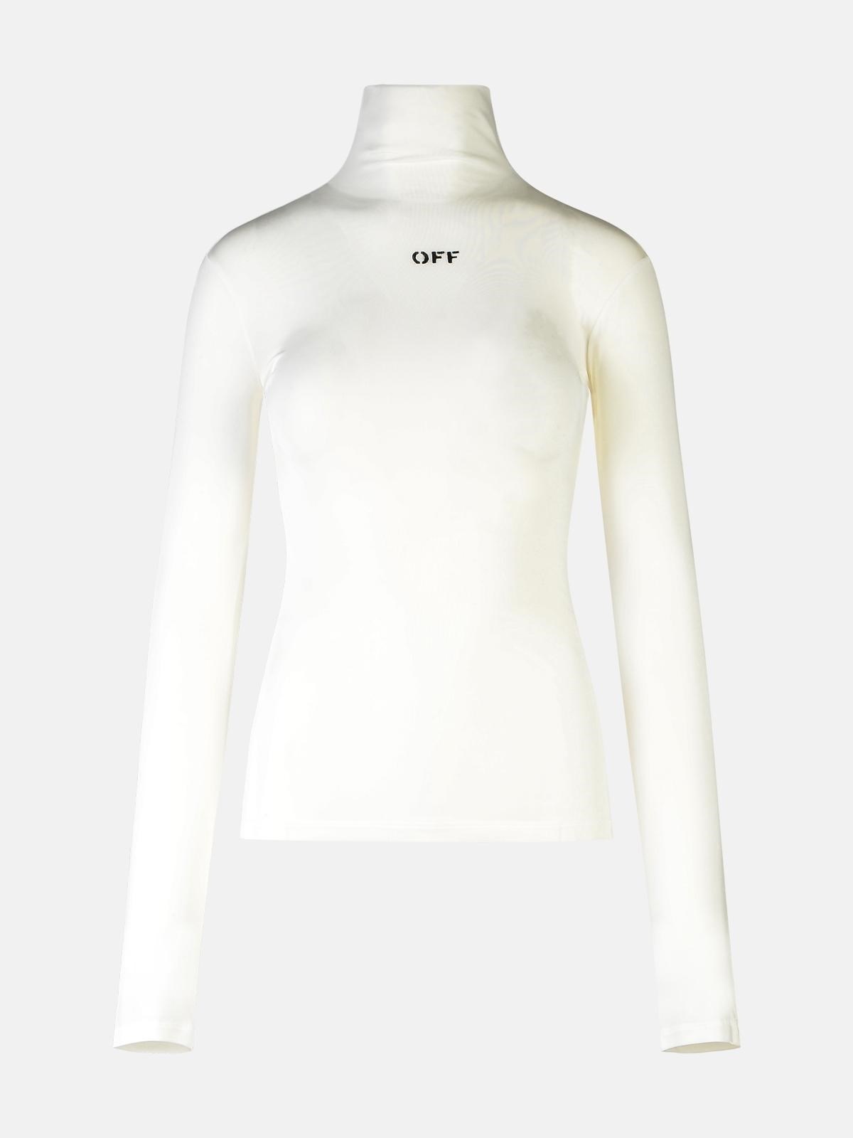 WHITE VISCOSE TURTLENECK SWEATER - 1