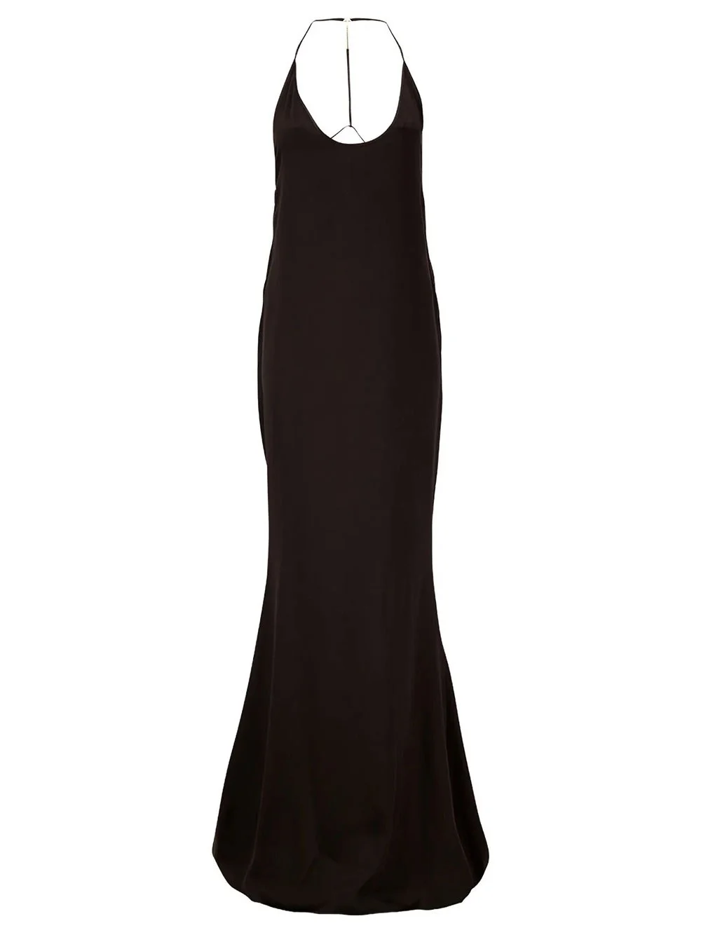 SILK SATIN EVENING DRESS WITH AMERICAN NECKLINE - 1