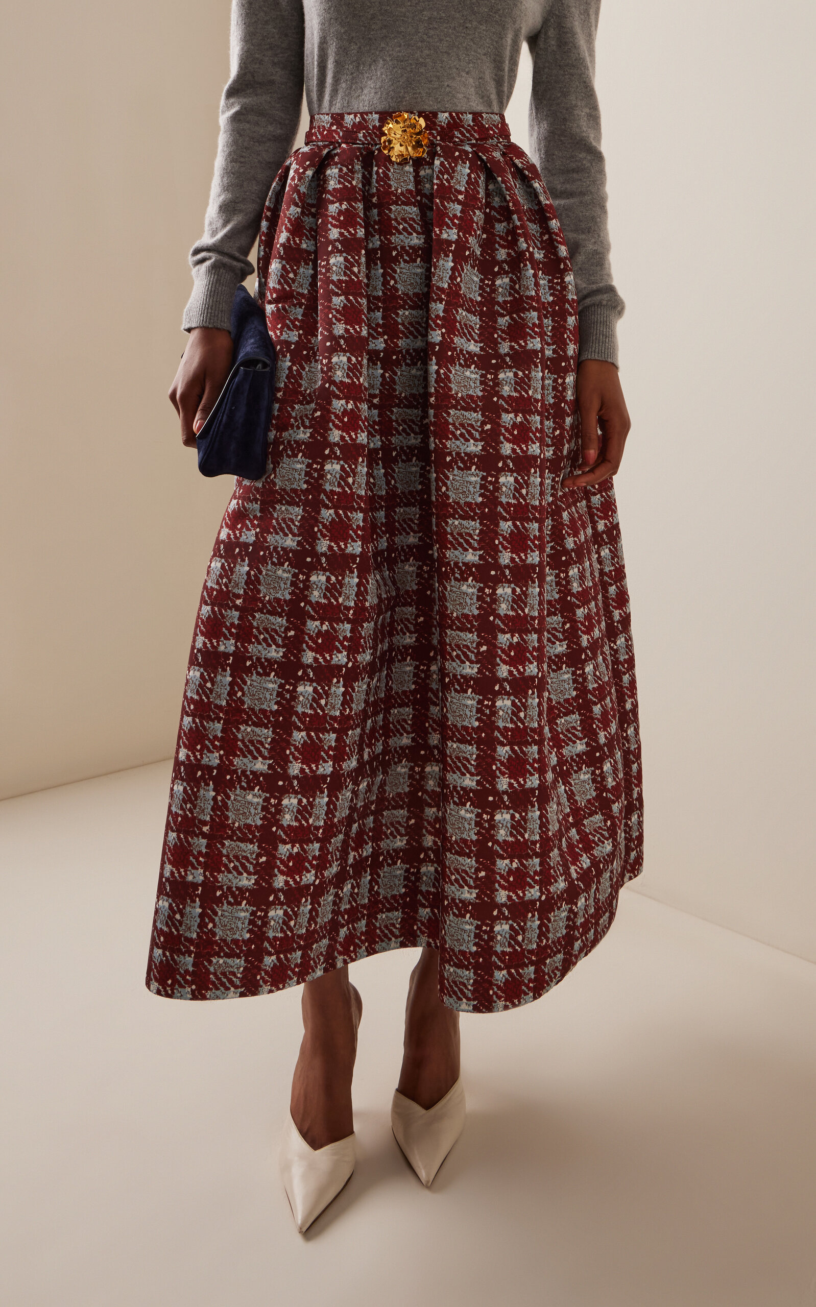 Textured Tartan Maxi Skirt multi - 3