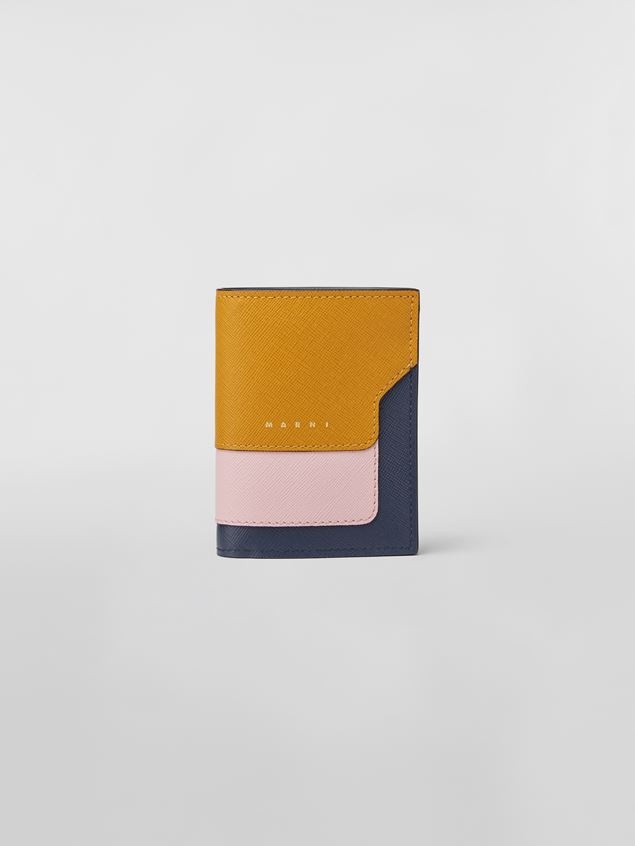 BI-FOLD WALLET IN ORANGE, PINK AND BLUE SAFFIANO CALFSKIN - 1