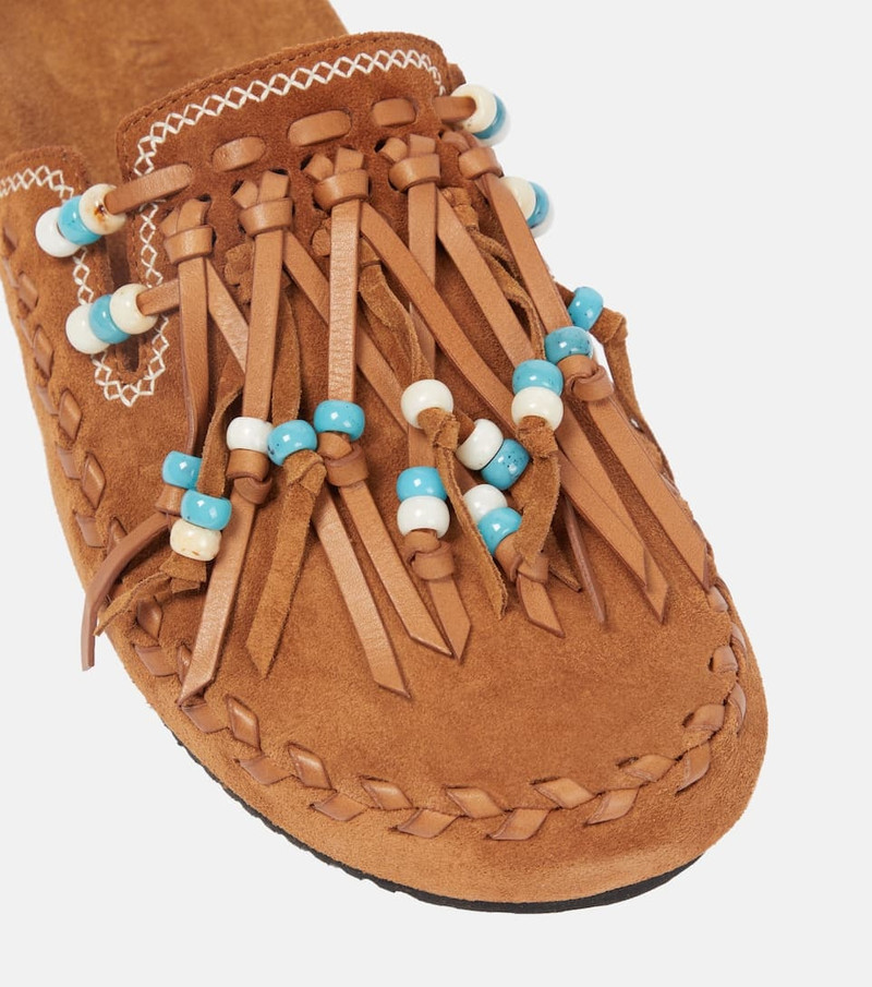 Bead-embellished suede mules 6