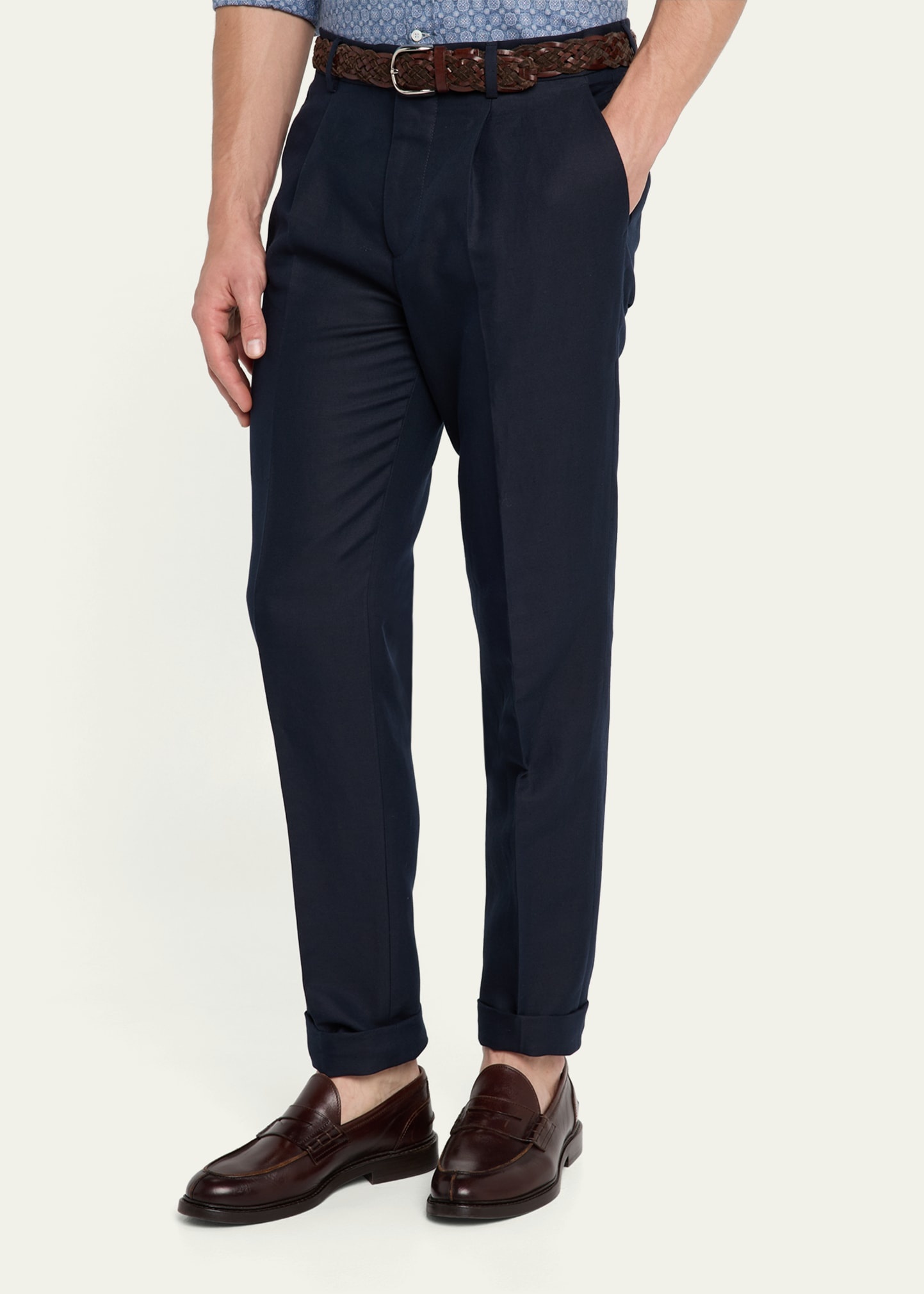 Men's Leisure-Fit Pleated Pants - 4