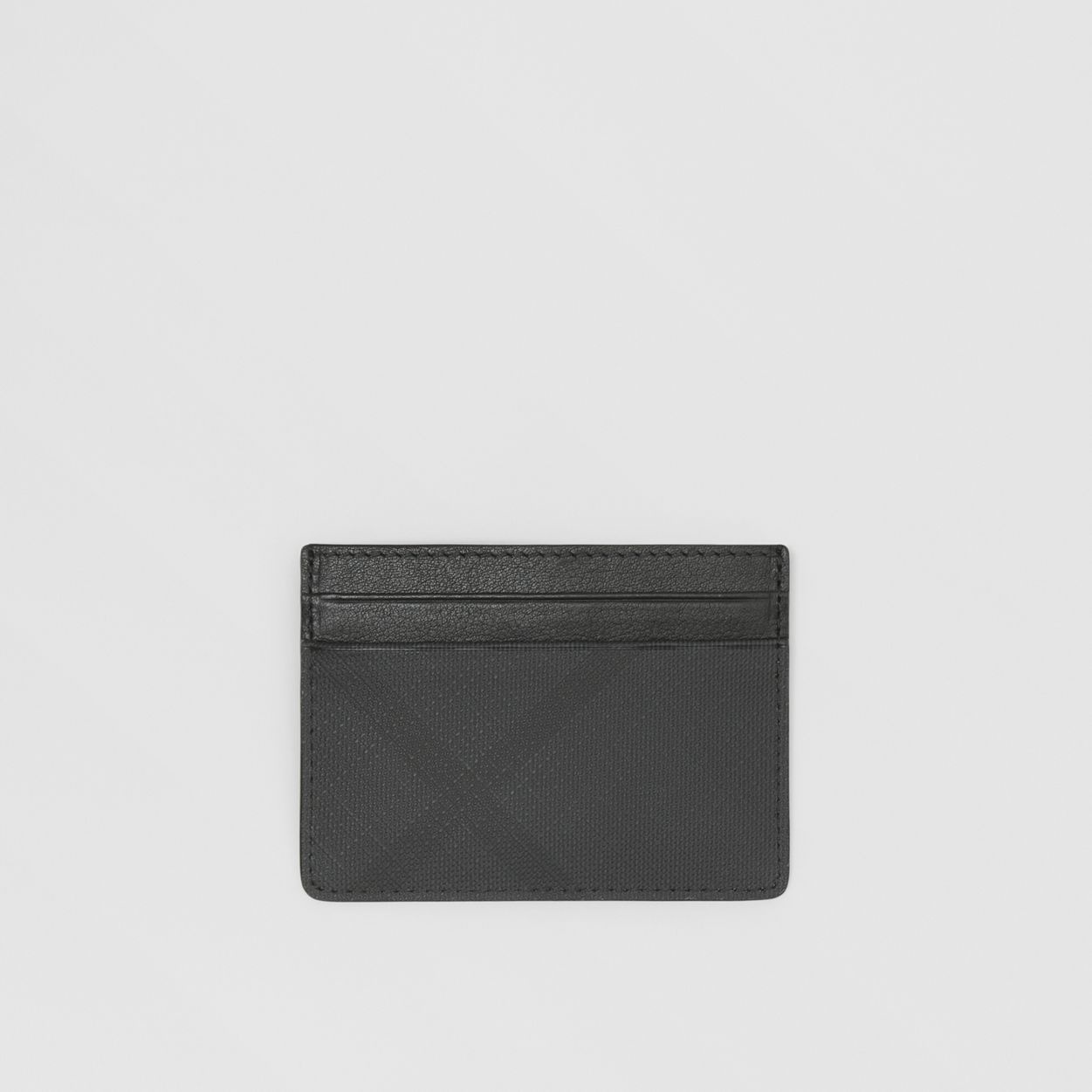 London Check and Leather Card Case - 1