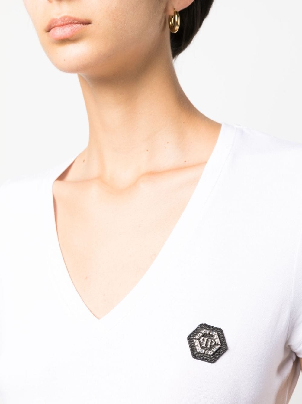 logo-patch V-neck T-shirt - 5