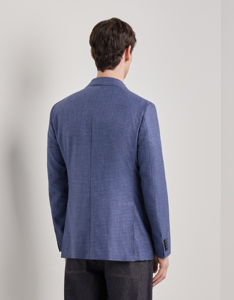 NAVY BLUE TRICOT-EFFECT COTTON JERSEY JACKET 214