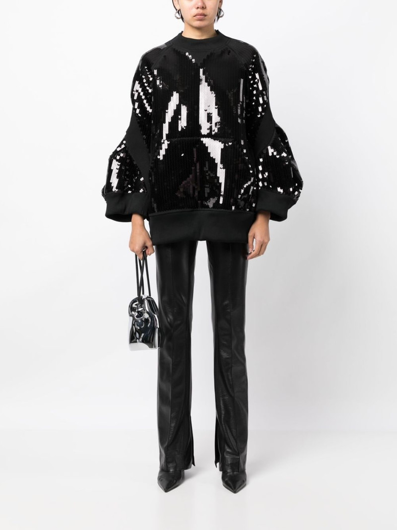 sacai sequin-embellished round-neck jumper outlook
