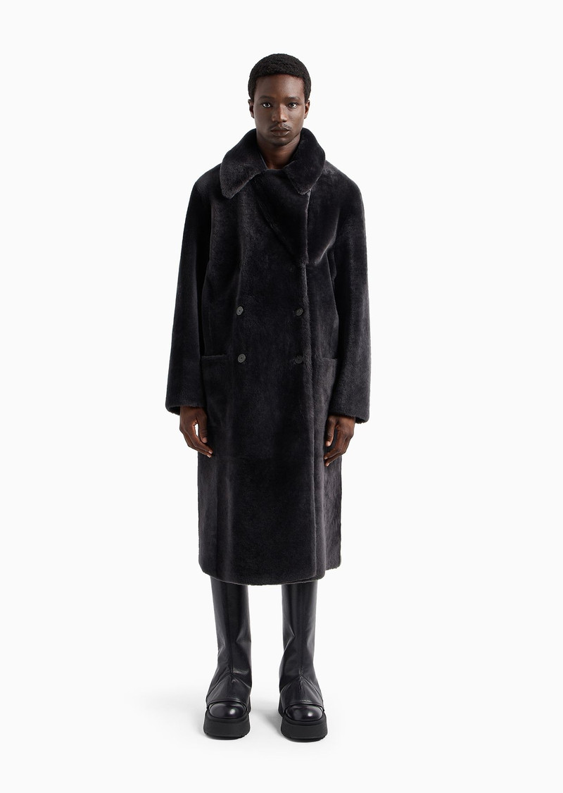 Reversible, double-breasted sheepskin coat in Italian merino shearling 2