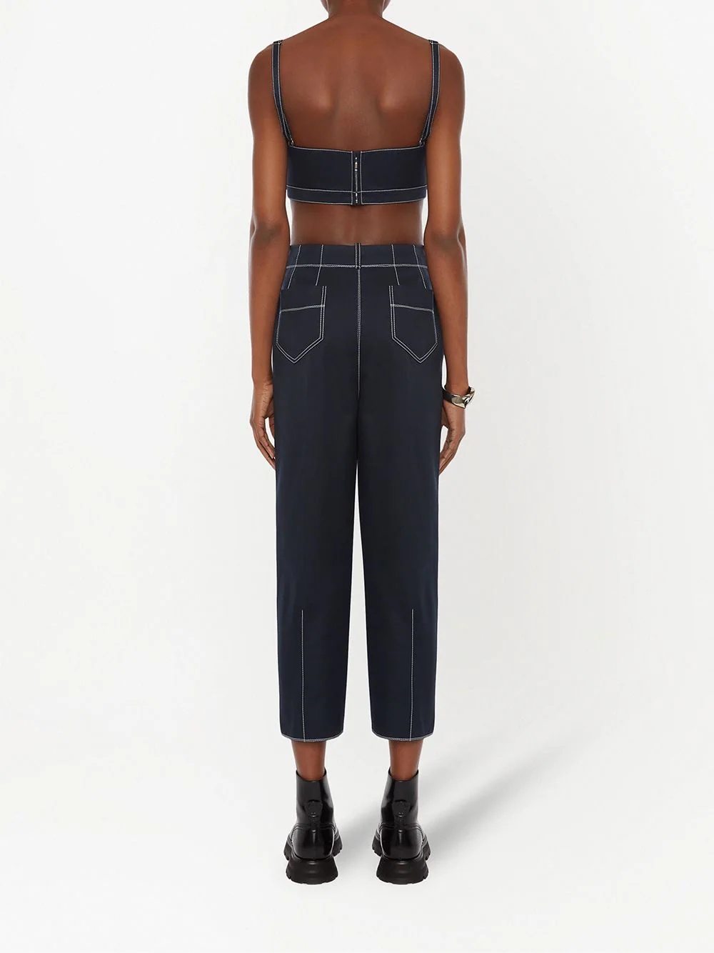 contrast-stitch crop top - 4