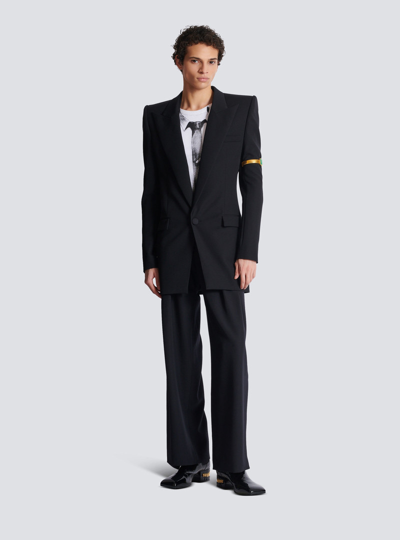 Balmain Grain de poudre 1-button jacket with shoulder pads outlook