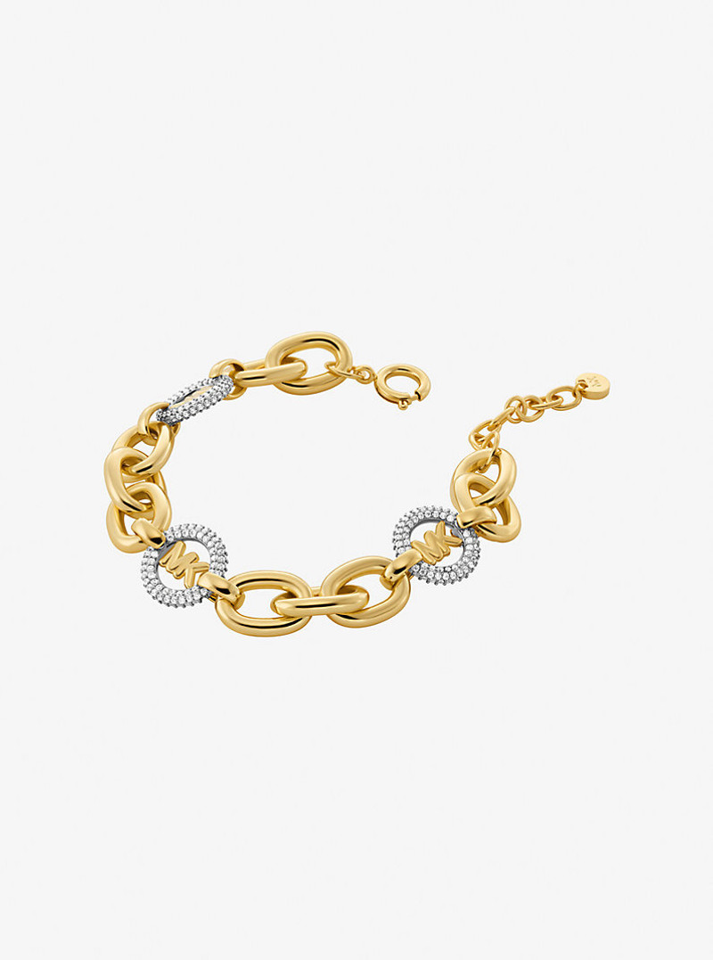MICHAEL KORS Pavé Logo Charm Chain-Link Bracelet outlook