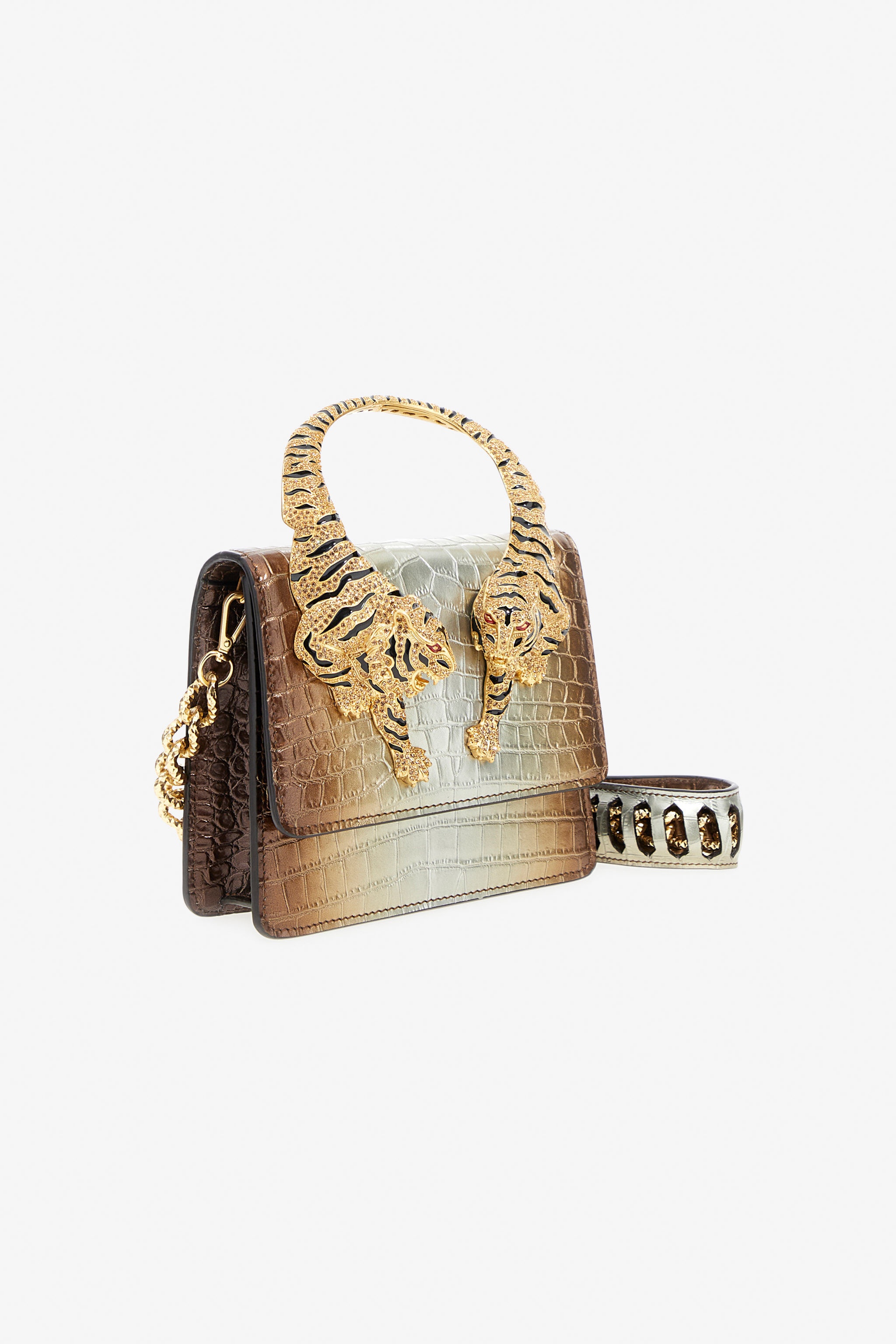 Medium Roar shoulder bag with jewel tigers - 4