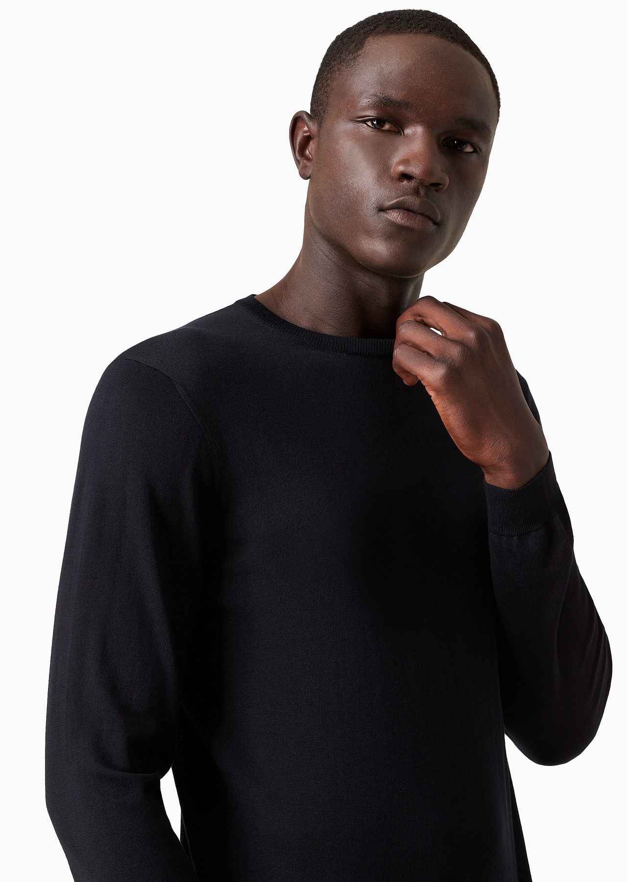 Long-sleeved, crew-neck jumper in silk and cotton - 6