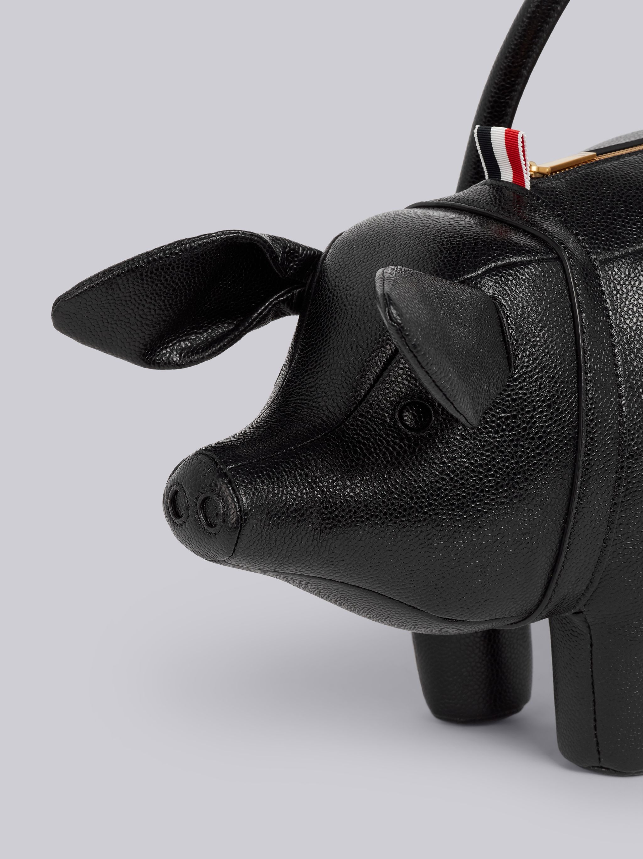 Black Pebbled Calfskin Pig Bag - 8