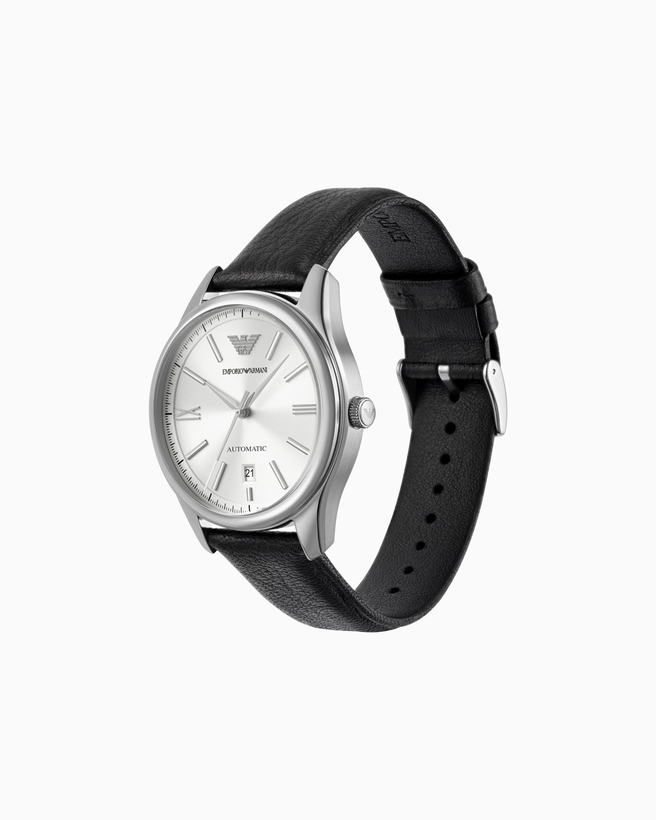 AUTOMATIC THREE-HAND DATE BLACK LEATHER WATCH - 3
