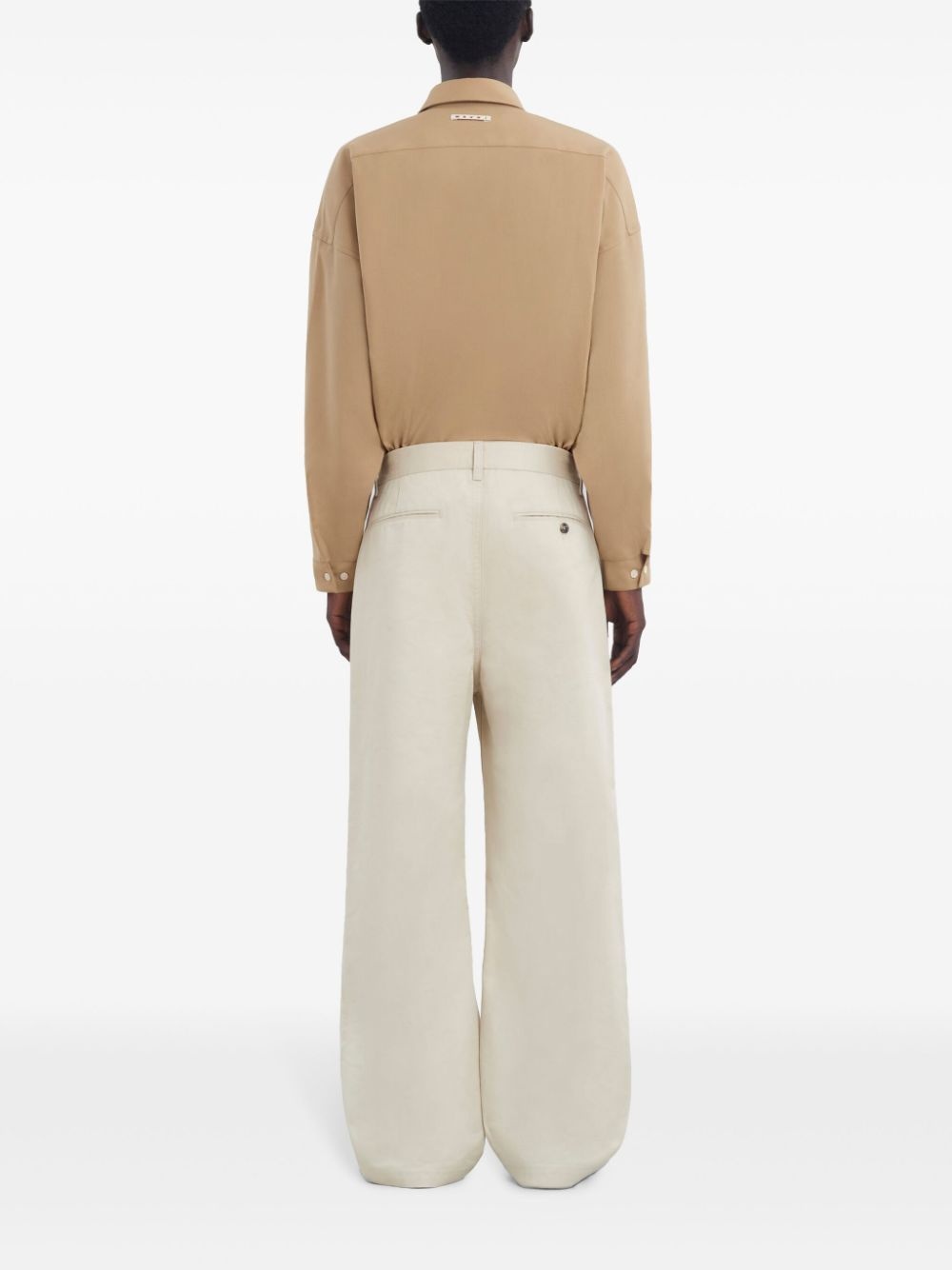 cotton wide-leg trousers - 4