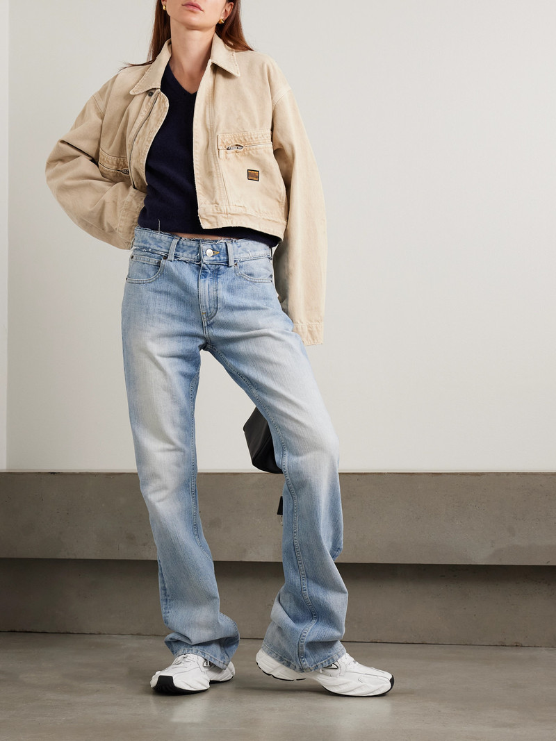 BALENCIAGA Cropped Distressed Appliquéd Denim Jacket outlook