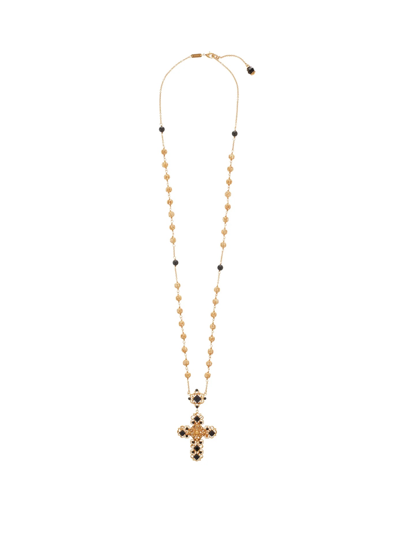 Beaded crystal-embellished cross-pendant necklace - 1