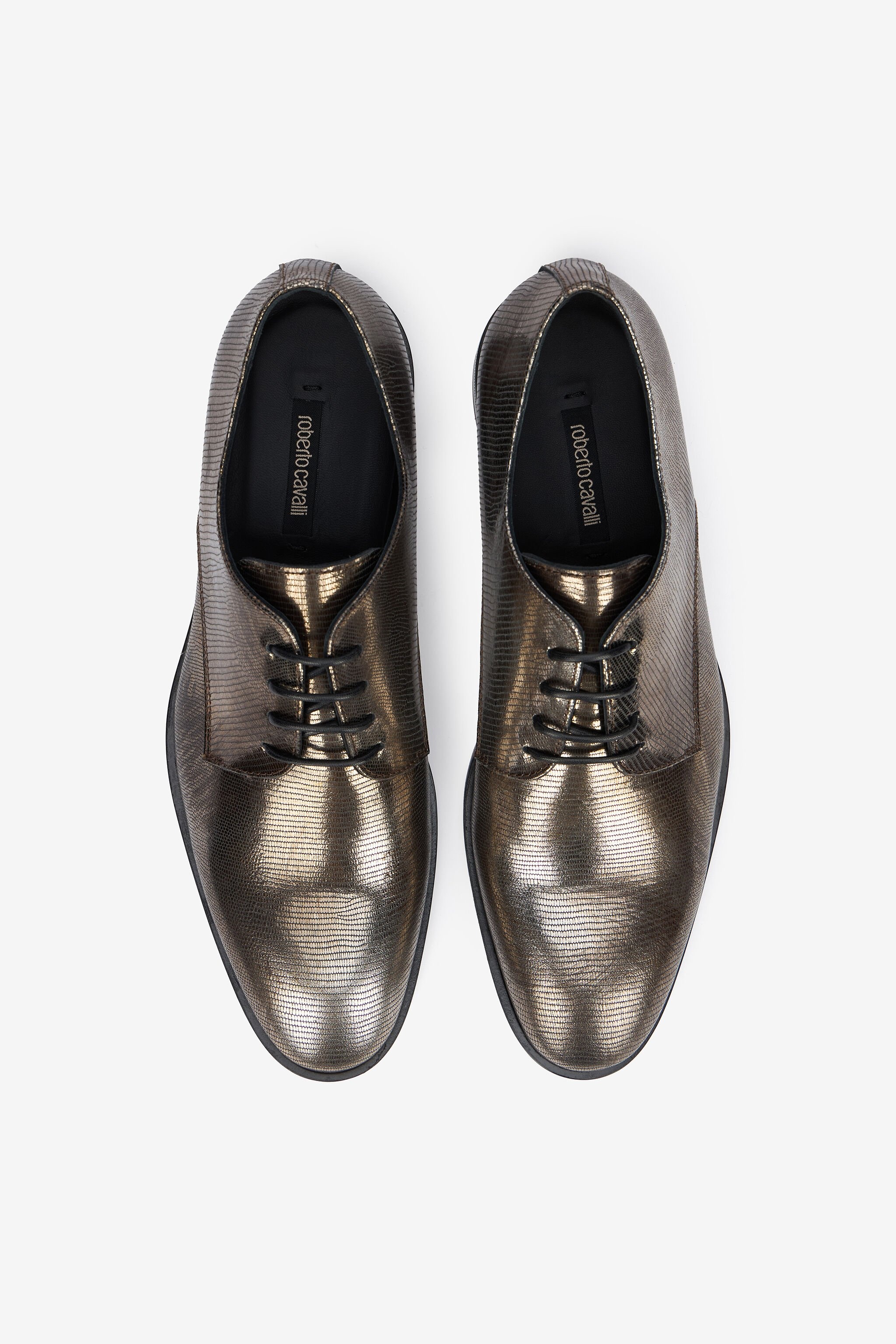 Brown Lace-Up Leather Loafers with Python Effect - 5