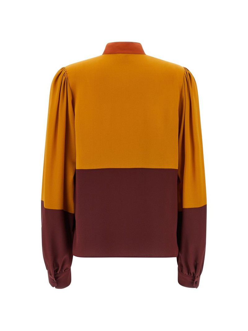 SAINT LAURENT colourblock high-neck blouse outlook
