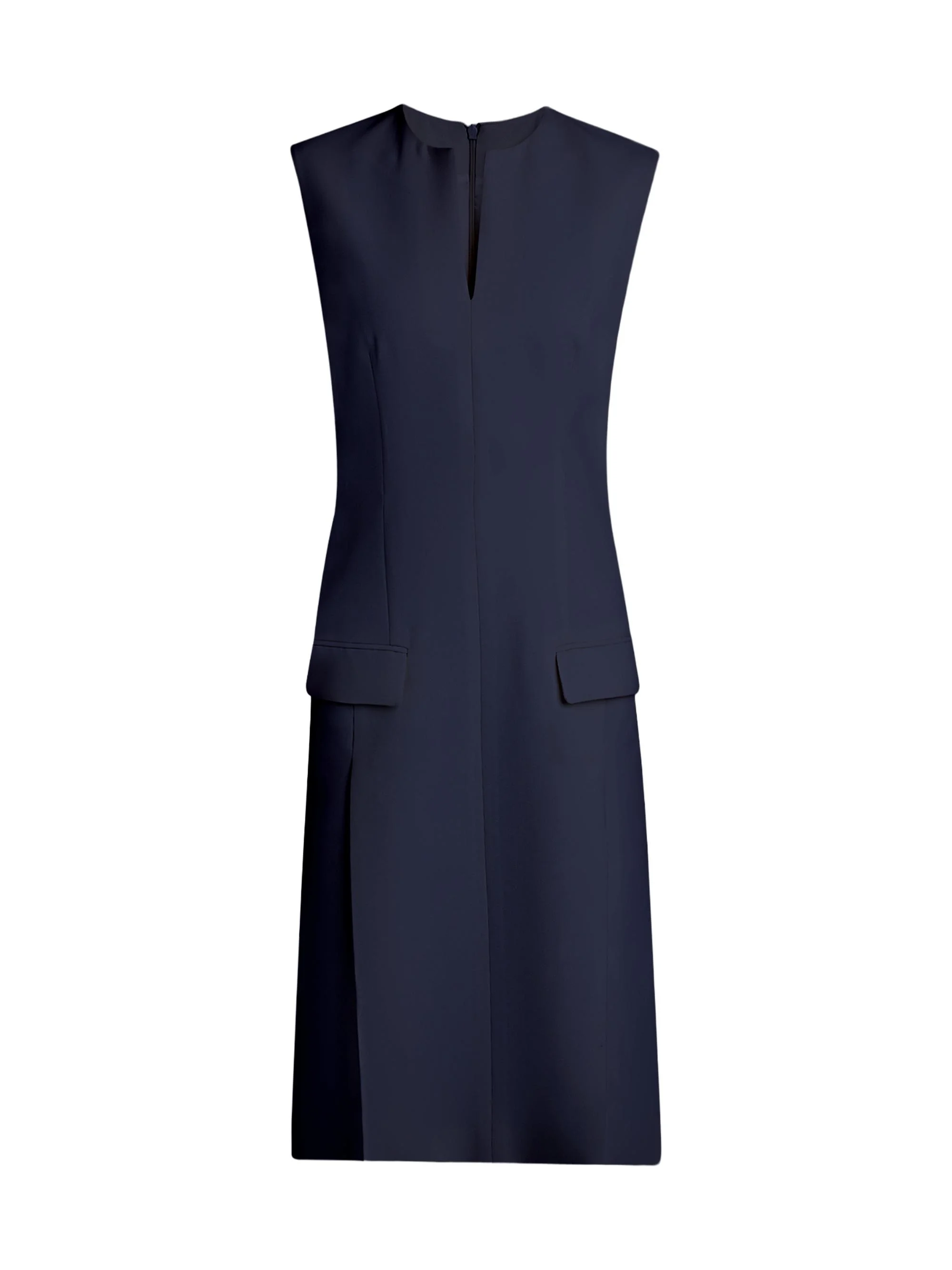 Women's Wool Sheath Midi-Dress - New Navy - 1