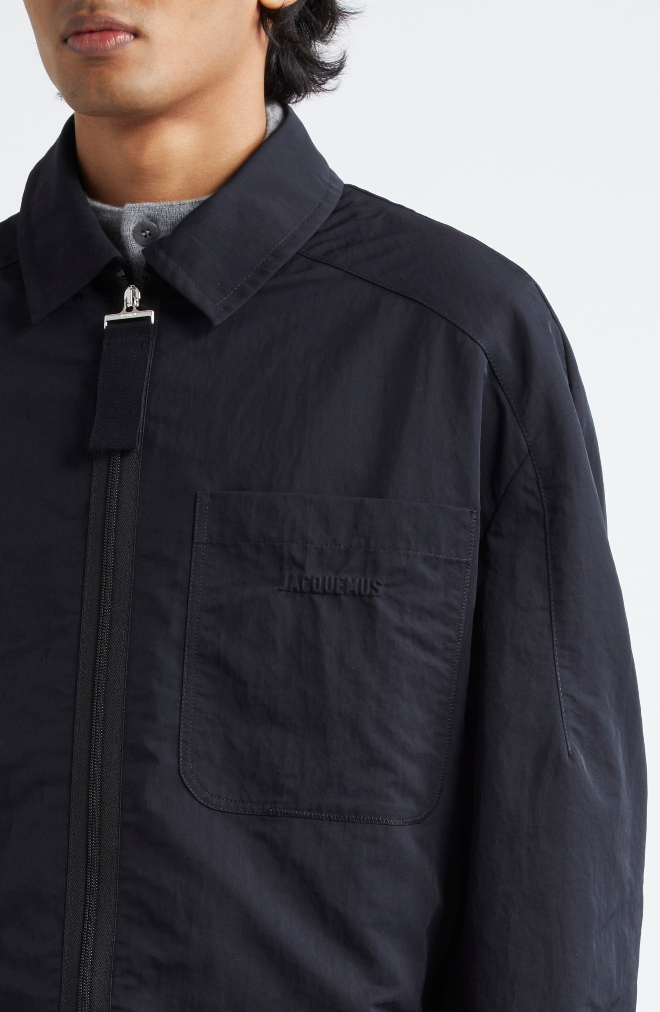 Jacquemus Le Blouson Linu Canvas Jacket in Black at Nordstrom - 4