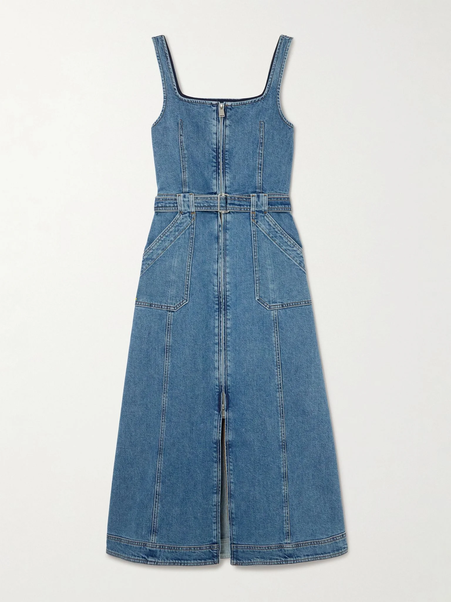 Manson belted denim midi dress Mid denim - 1