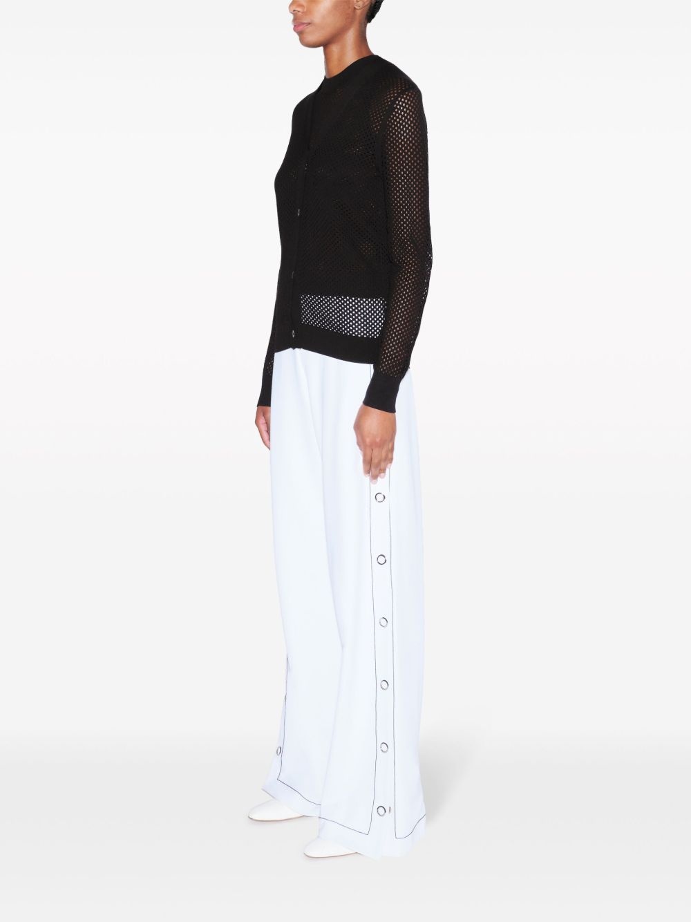 press-stud wide-leg trousers - 5