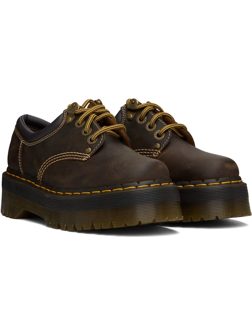 Brown 8053 Arc Crazy Horse Leather Platform Derbys - 4