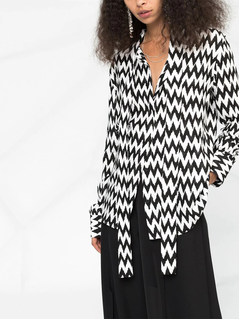 printed pussy bow blouse - 3