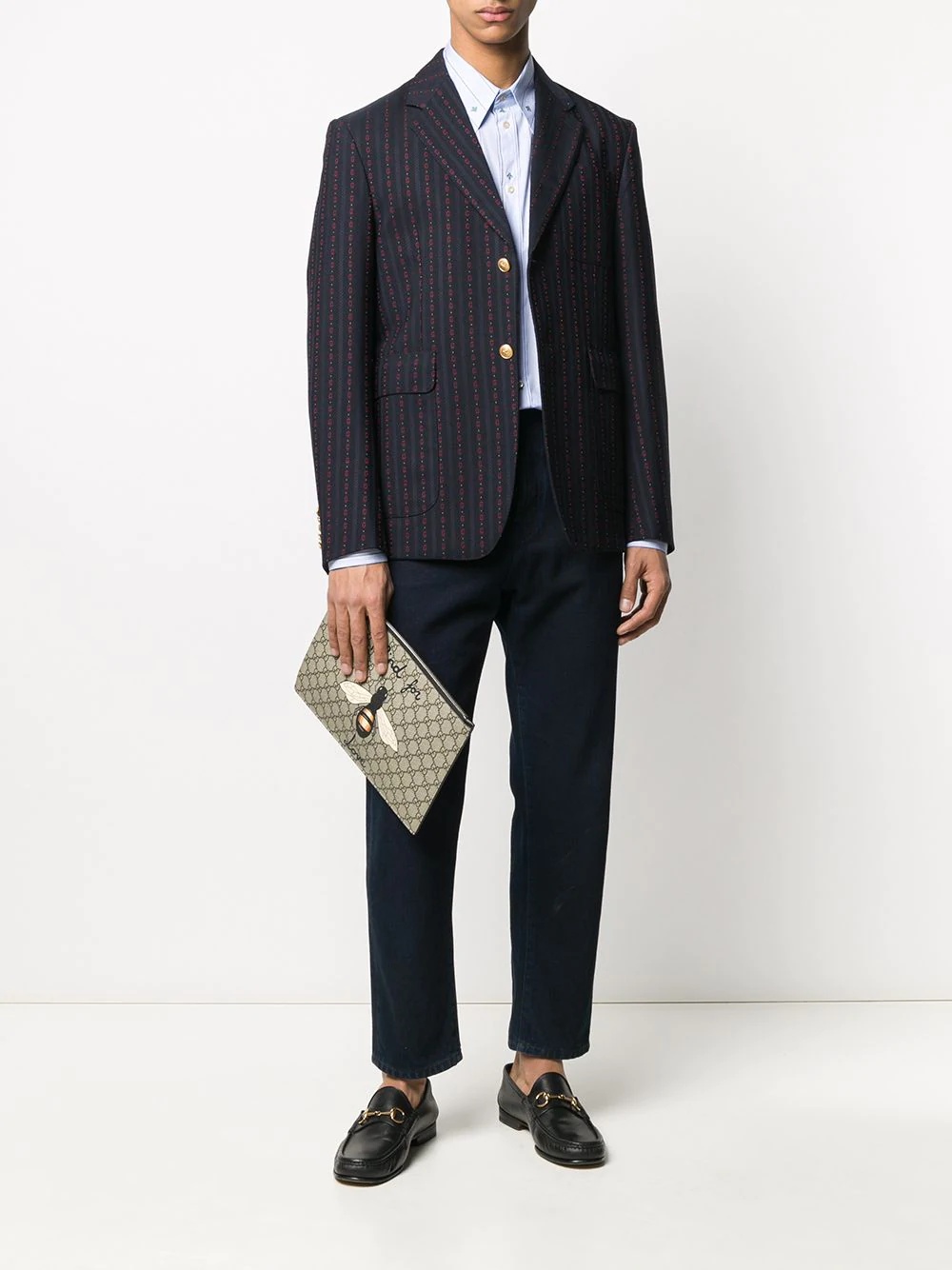 logo pinstripe blazer - 2