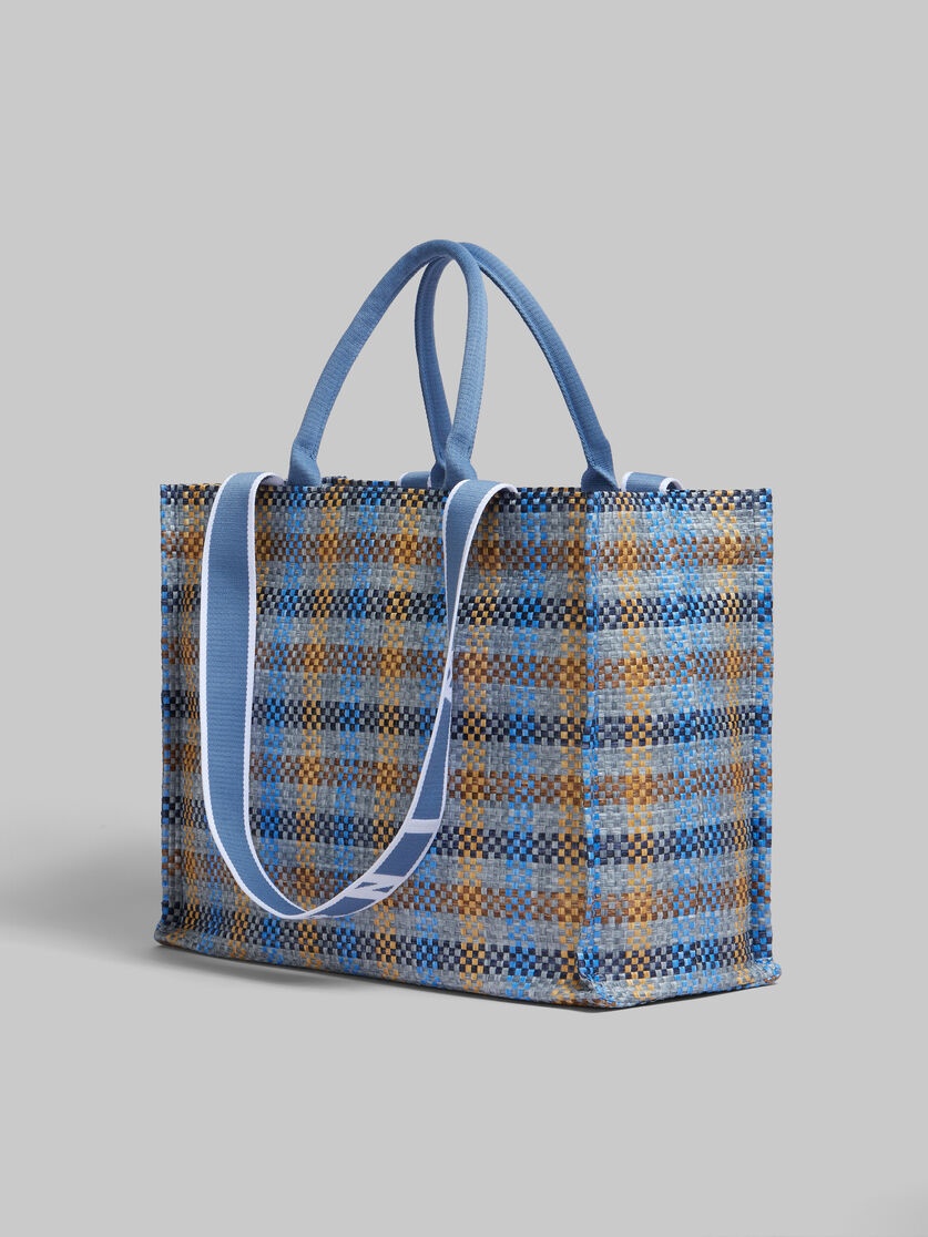 BLUE CHECKED SMALL BASKET BAG - 3