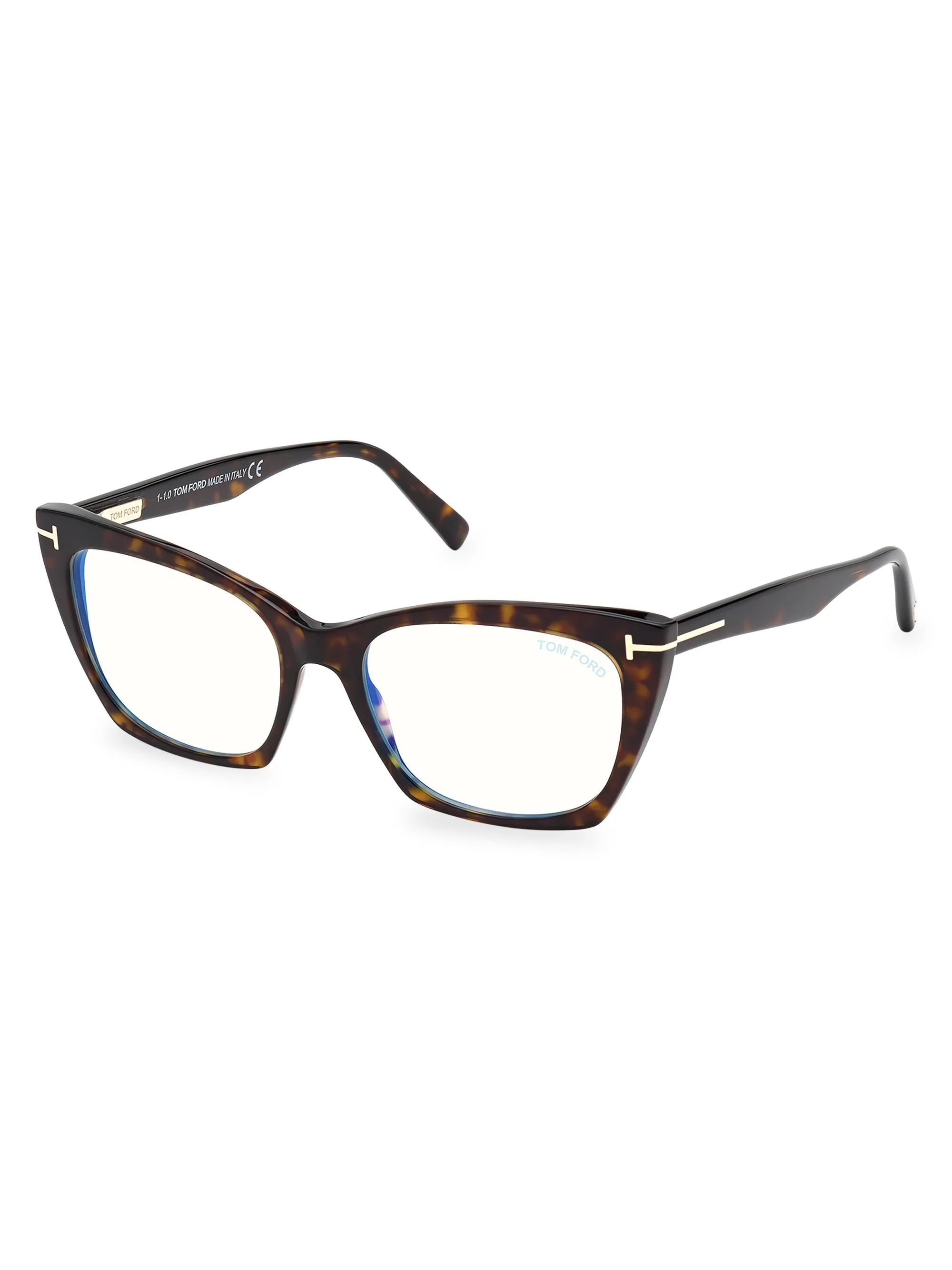 Women's 54MM Cat-Eye Blue Filter Eyeglasses - Dark Havana - 1