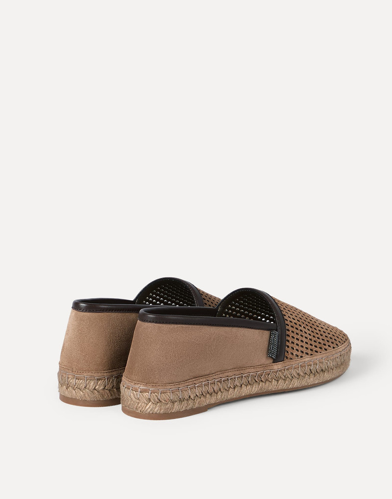 Sparkling leather net and suede espadrilles with shiny tab 3