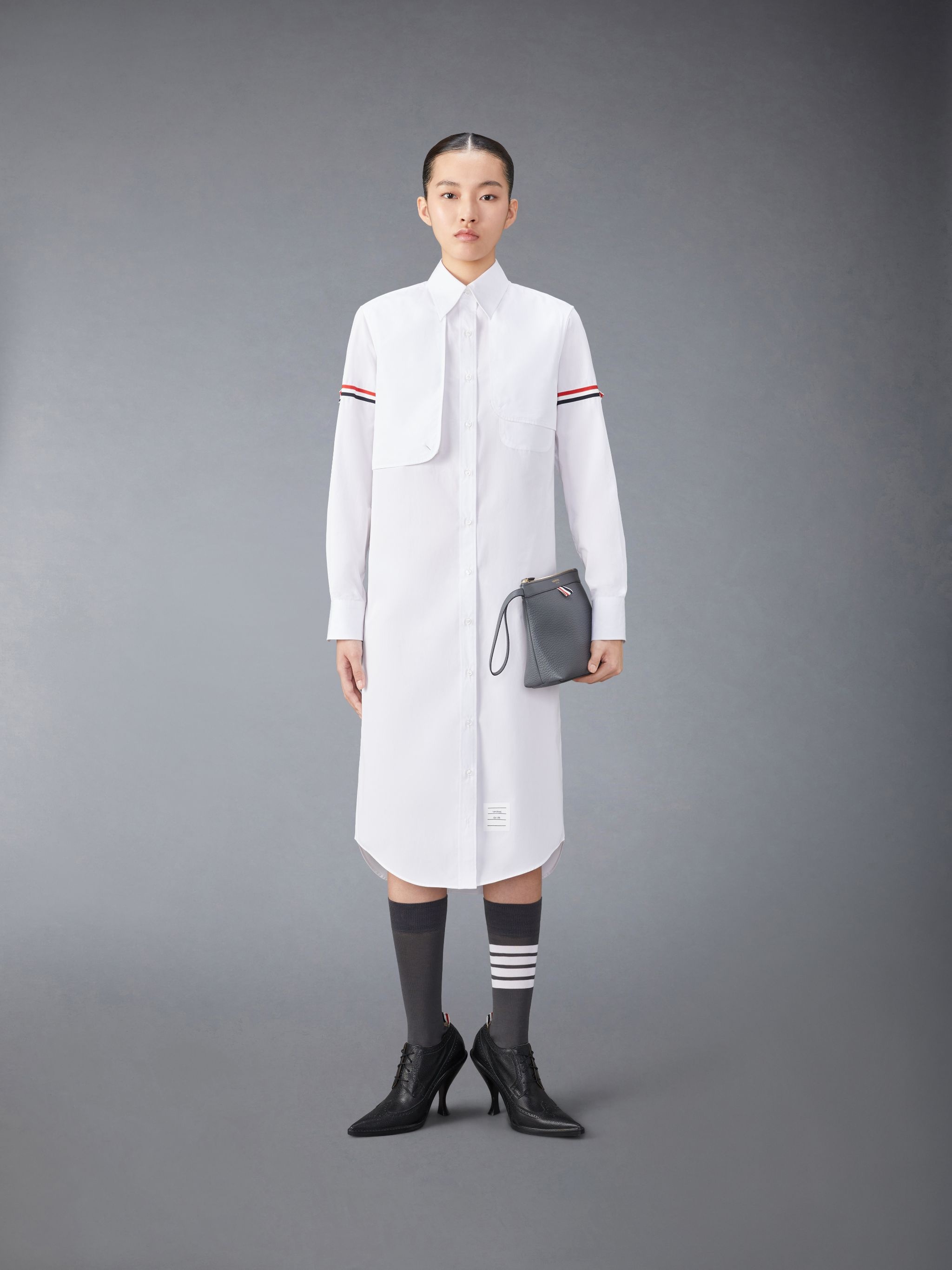 ワンピース THOM BROWNE Woman Dress White FDSE73O03113 100 Thom Browne cotton midi shirt dress | REVERSIBLE
