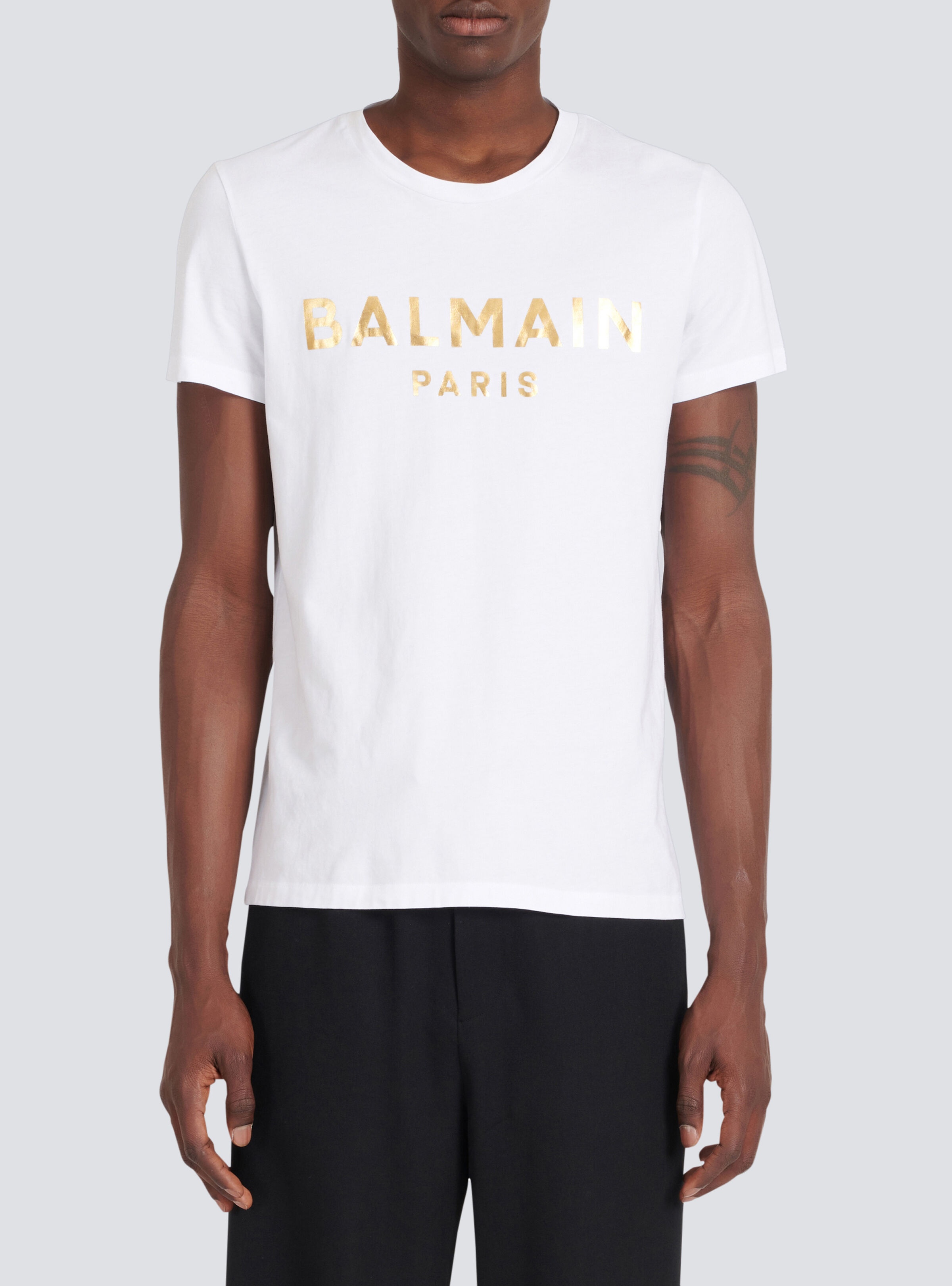 Eco-designed cotton T-shirt with Balmain Paris logo print - 6