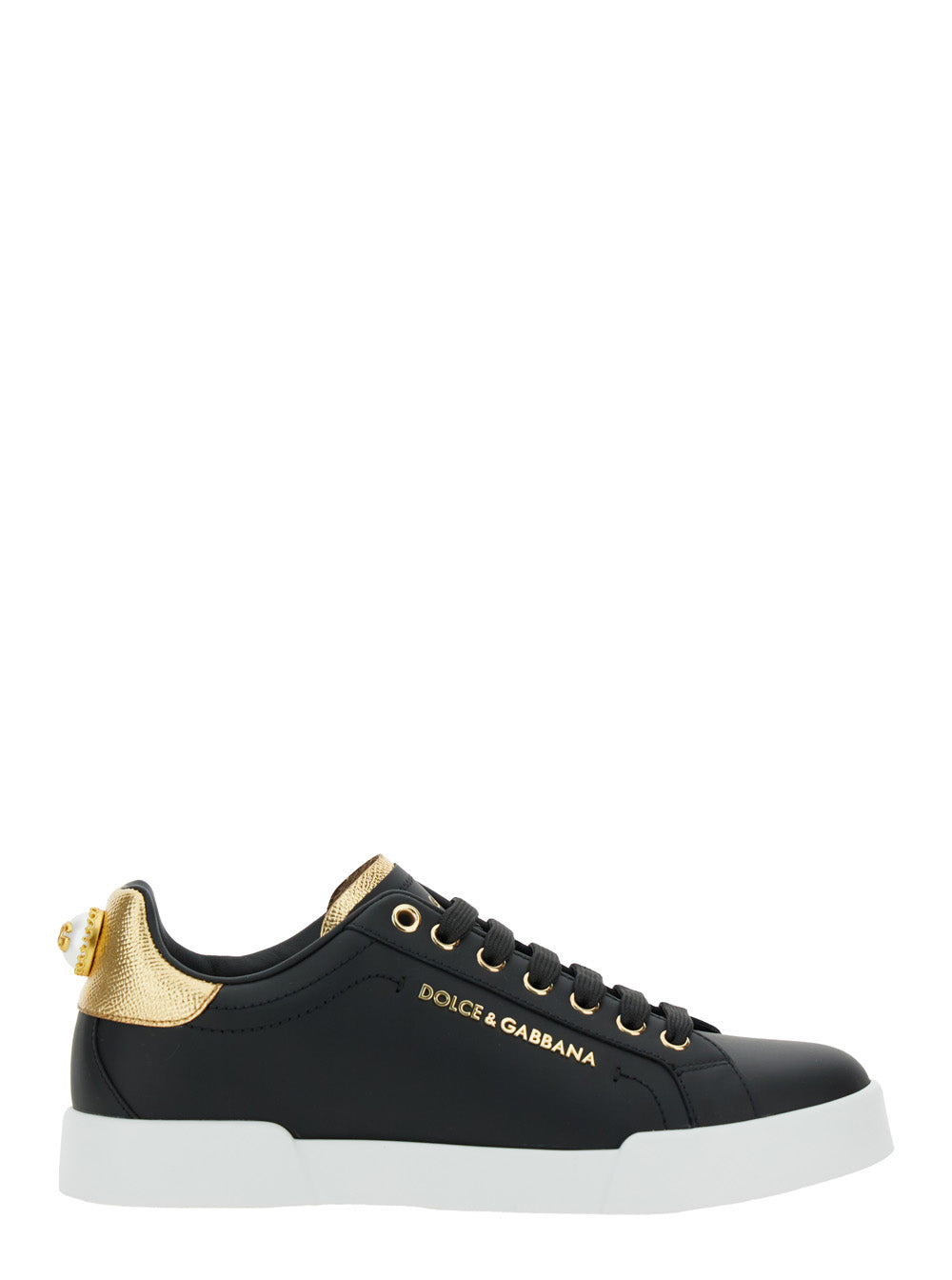 Dolce & Gabbana Women Black Low Top Sneakers With Logo Lettering On The Tongue And Logo Detail On Th - 1