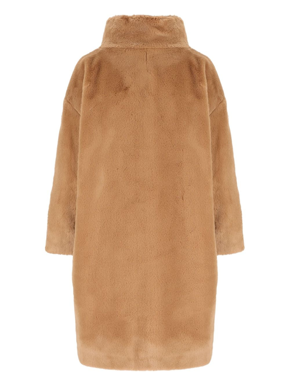 high-neck faux-fur coat - 2
