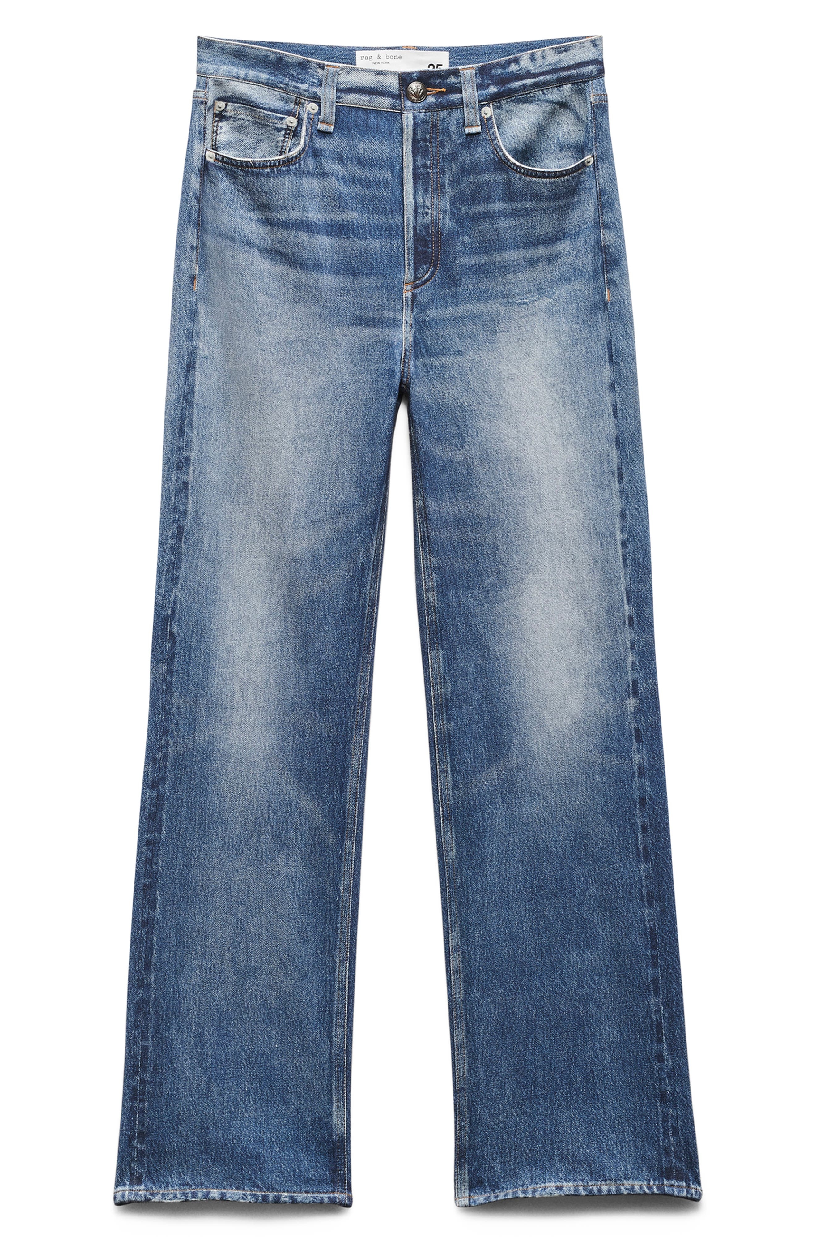 rag & bone Miramar High Waist Relaxed Straight Leg Cotton Terry Sweatpant Jeans in Cosmos at Nordstr - 4