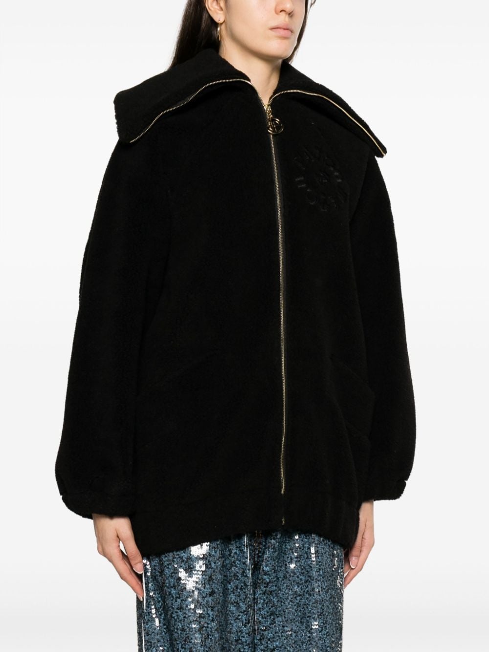 logo-embroidered fleece jacket - 3