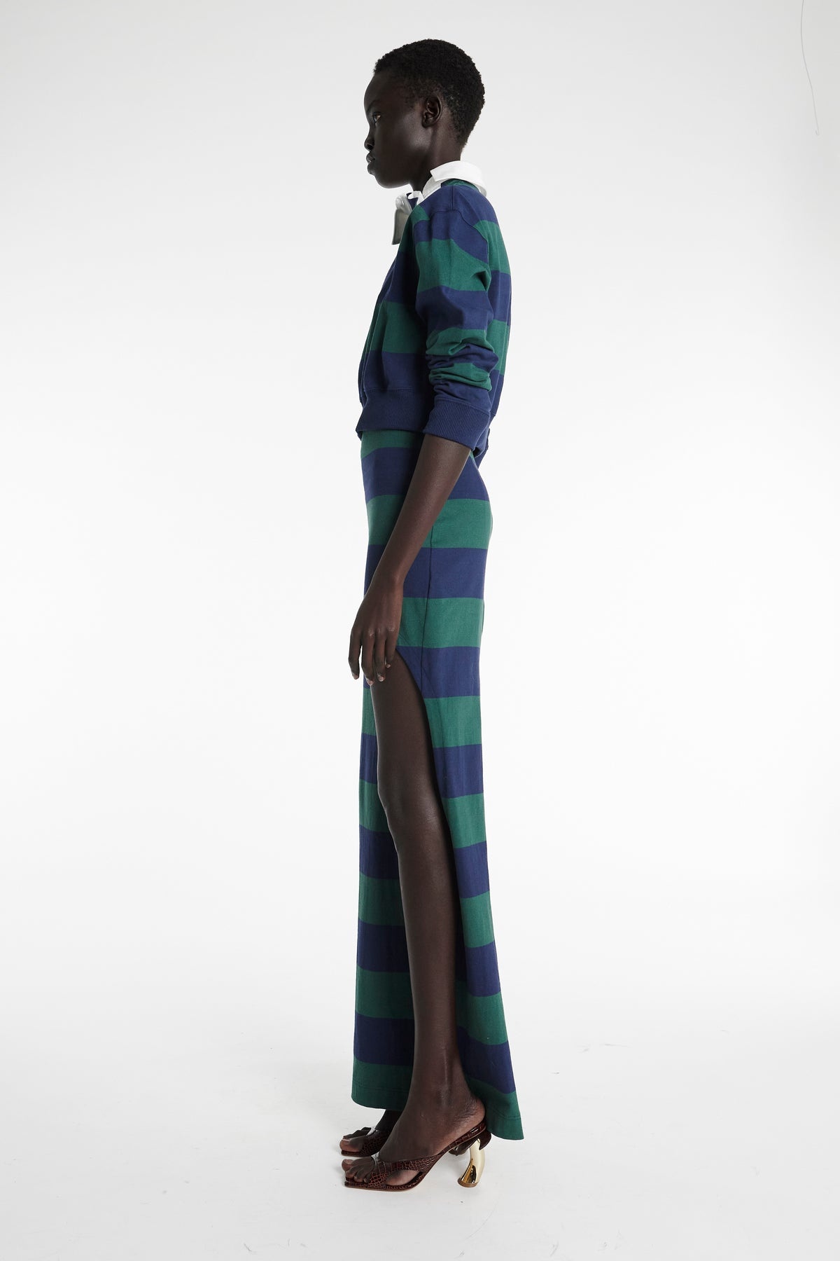 PENCIL SKIRT WITH CUT OUT EMERALD GREEN NAVY - 2
