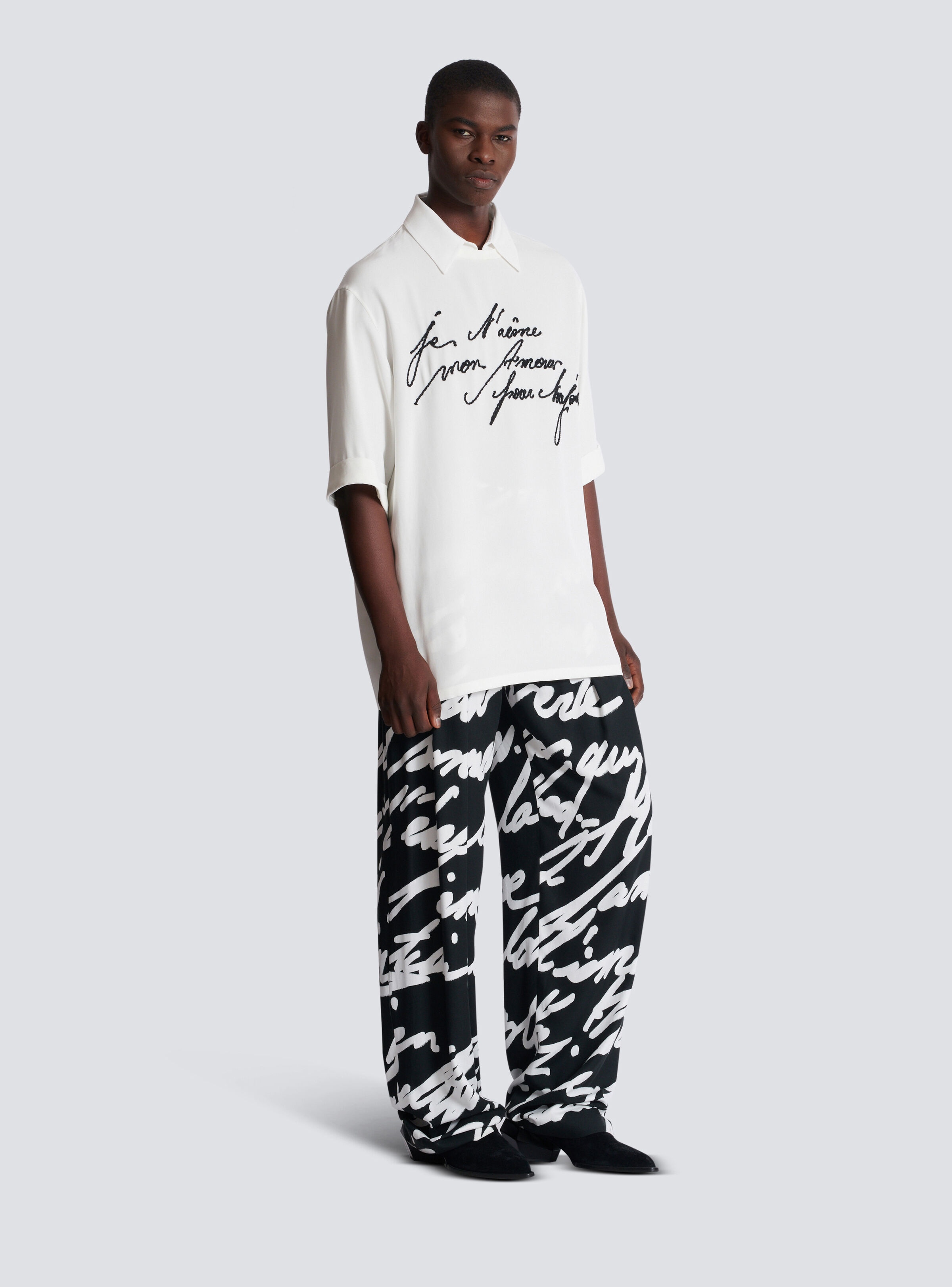 Collared T-shirt with "Love Letter" embroidery - 3